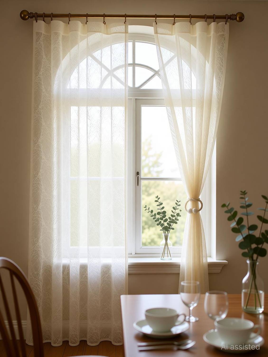 ABODRIC 152 cm (5 ft) Window Polyester Semi Transparent Curtain (Pack Of 2)
