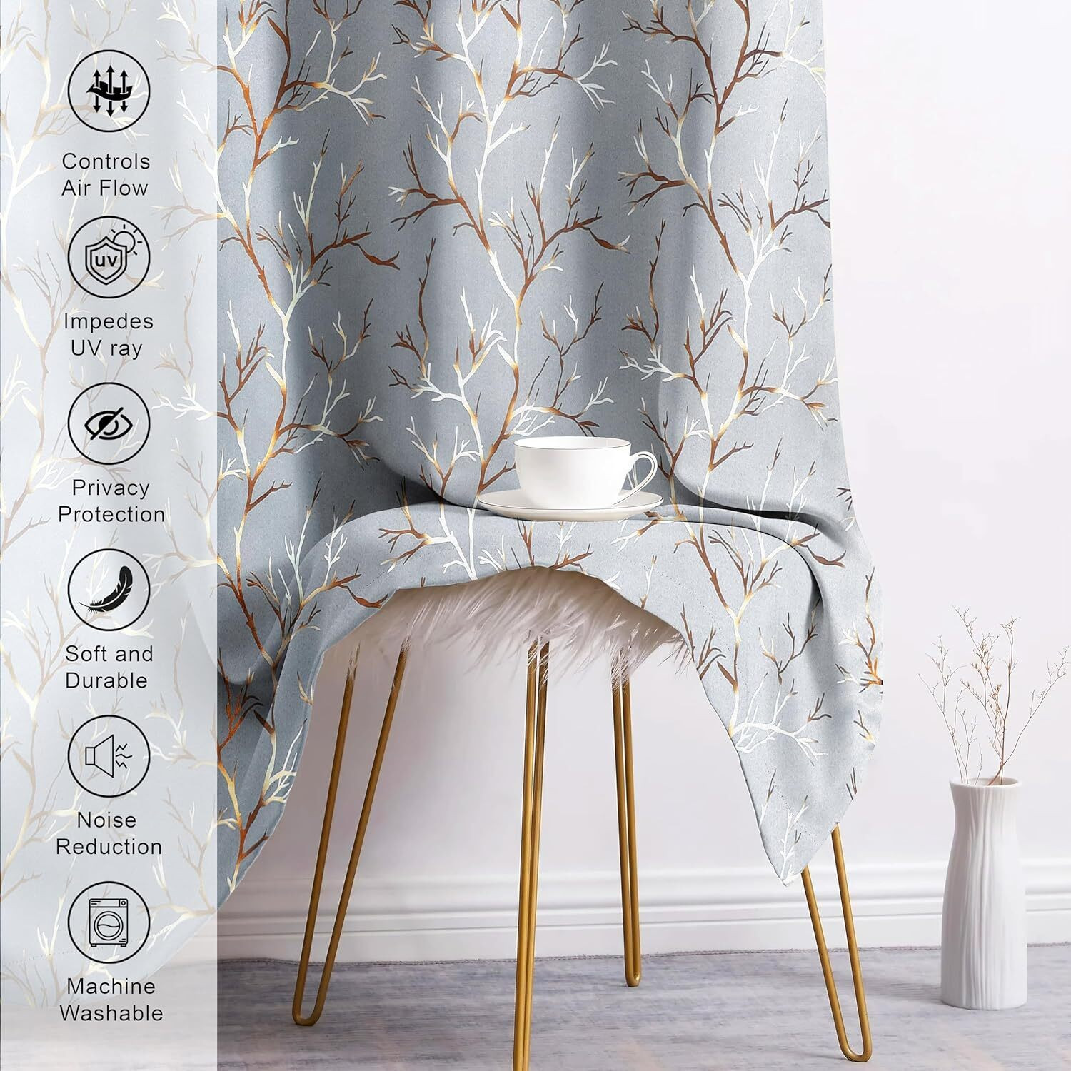 Image of KFHDECOR 153 cm (5 ft) Window Polyester Blackout Curtain Single Curtain