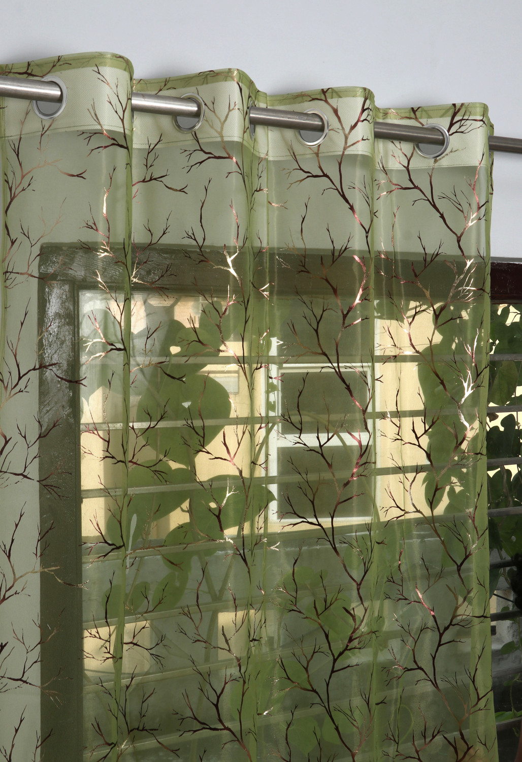 Image of Fabrilia 274 cm (9 ft) Long Door Tissue Transparent Curtain (Pack Of 2)