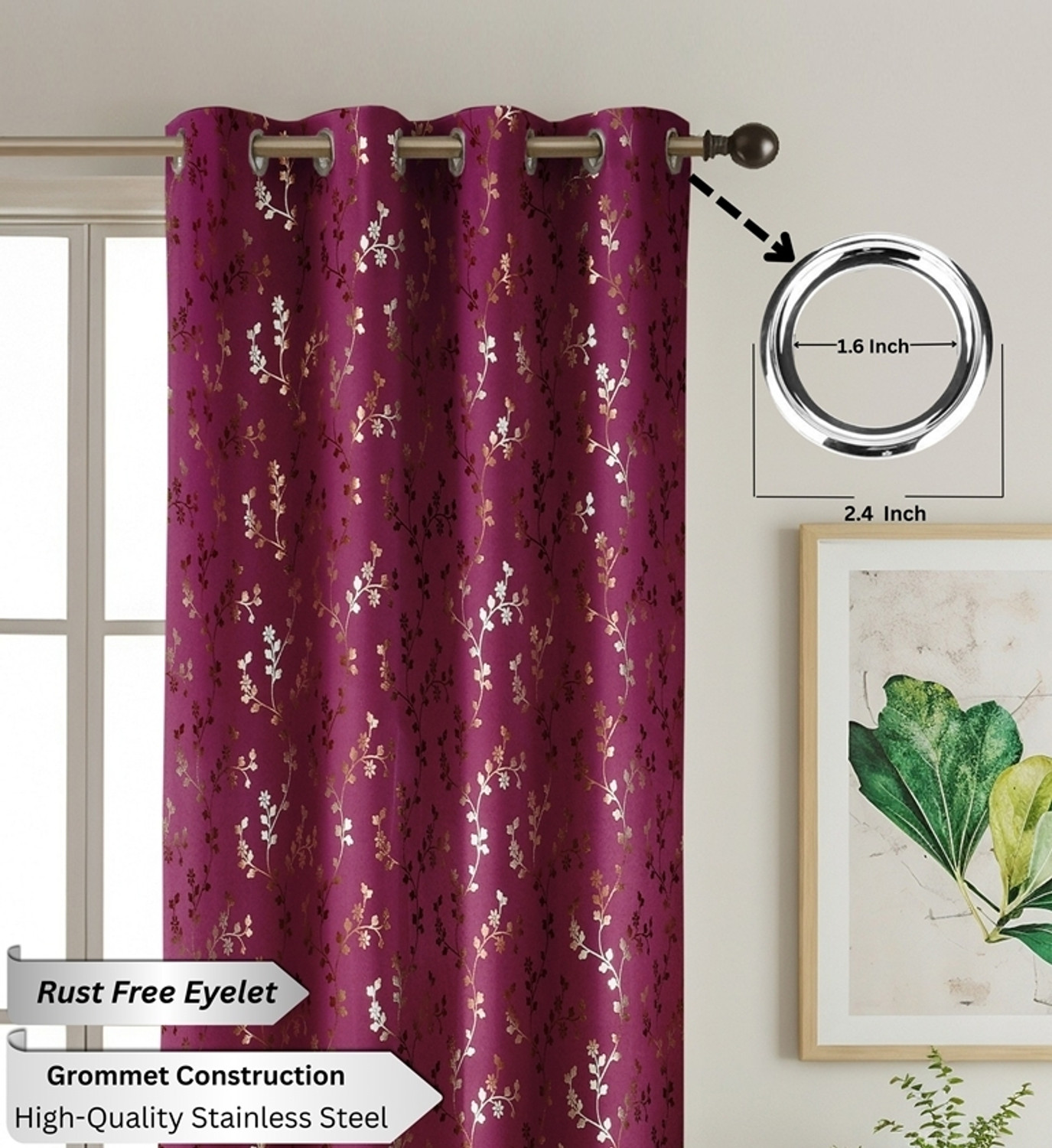 Image of RED RIBBON DECOR 213.36 cm (7 ft) Door Polyester Blackout Curtain (Pack Of 2)