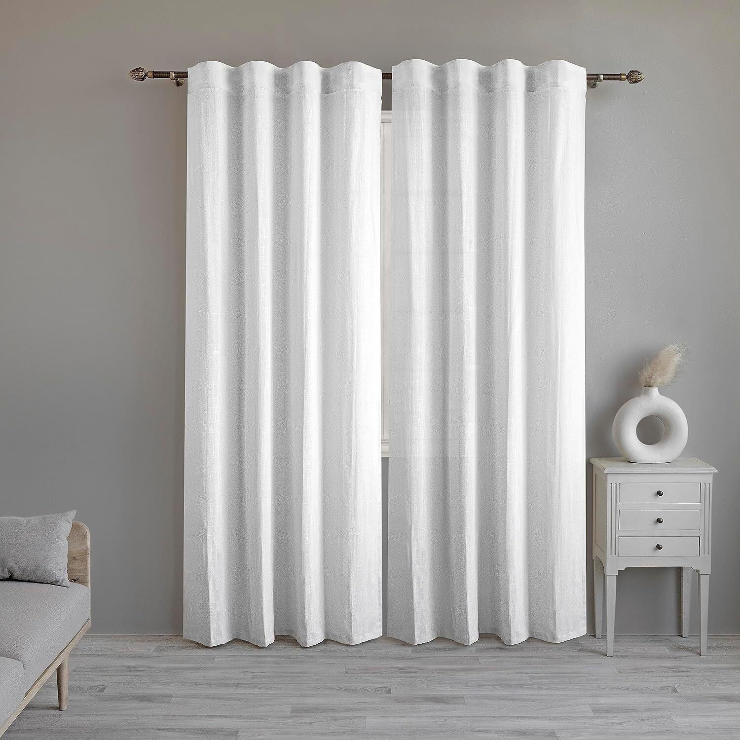 Image of LINENWALAS 244 cm (8 ft) Door Cotton Semi Transparent Curtain (Pack Of 2) (White, Solid)