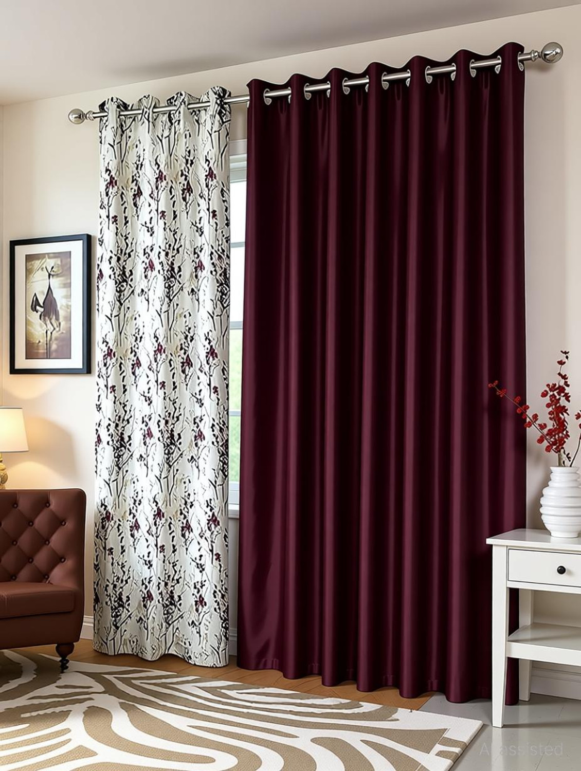 Image of Benchmark 336 cm (11 ft) Long Door Polyester Semi Transparent Curtain (Pack Of 4)