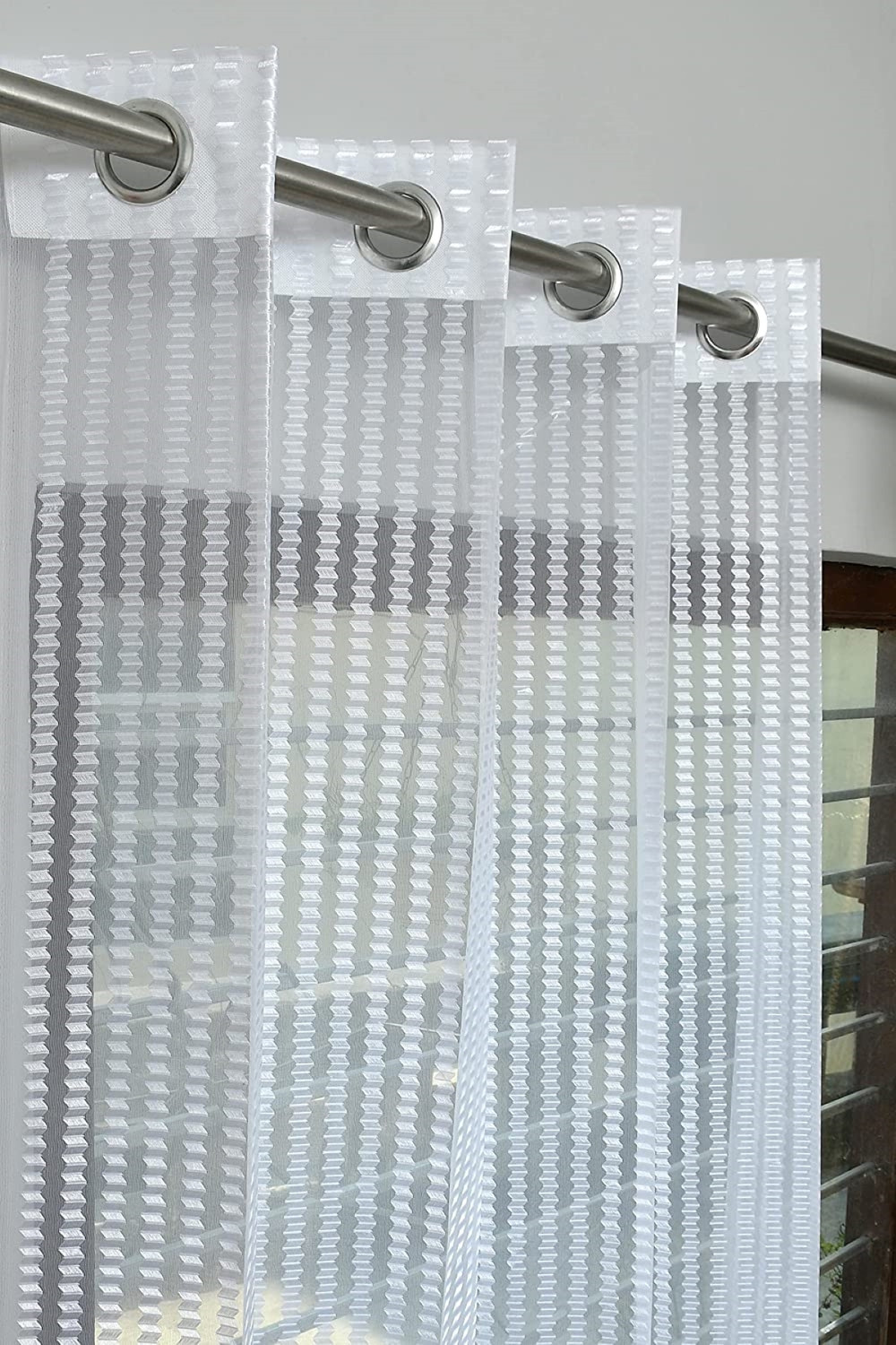 Image of Advik 152 cm (5 ft) Window Tissue Transparent Curtain (Pack Of 2)