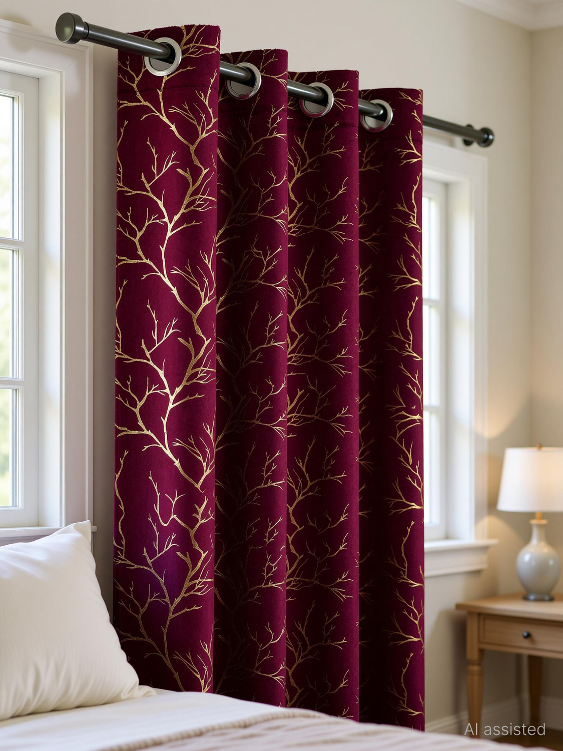 Image of Arick Home 274 cm (9 ft) Long Door Velvet Blackout Curtain (Pack Of 2)