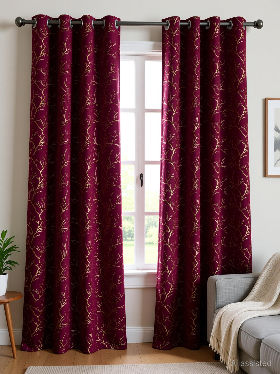 Image of Arick Home 274 cm (9 ft) Long Door Velvet Blackout Curtain (Pack Of 2)
