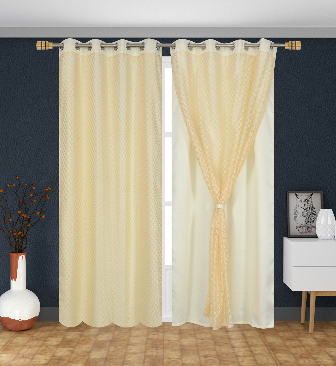 Image of Home Stylish 152 cm (5 ft) Window Silk Blackout Curtain (Pack Of 2)