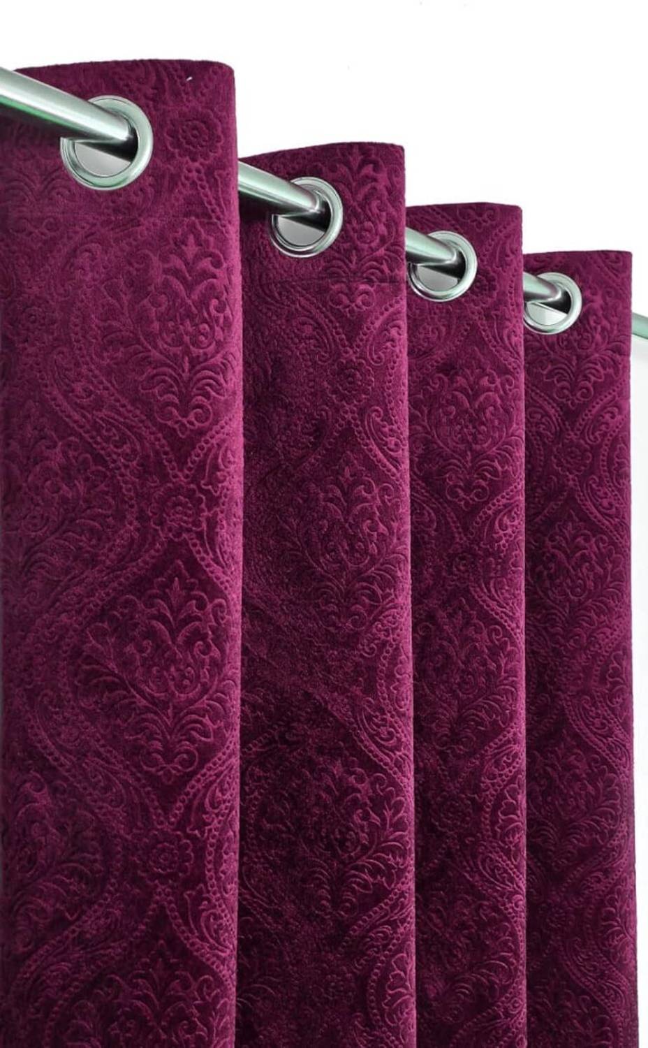 ABODRIC 152 cm (5 ft) Window Velvet Room Darkening Curtain Single Curtain