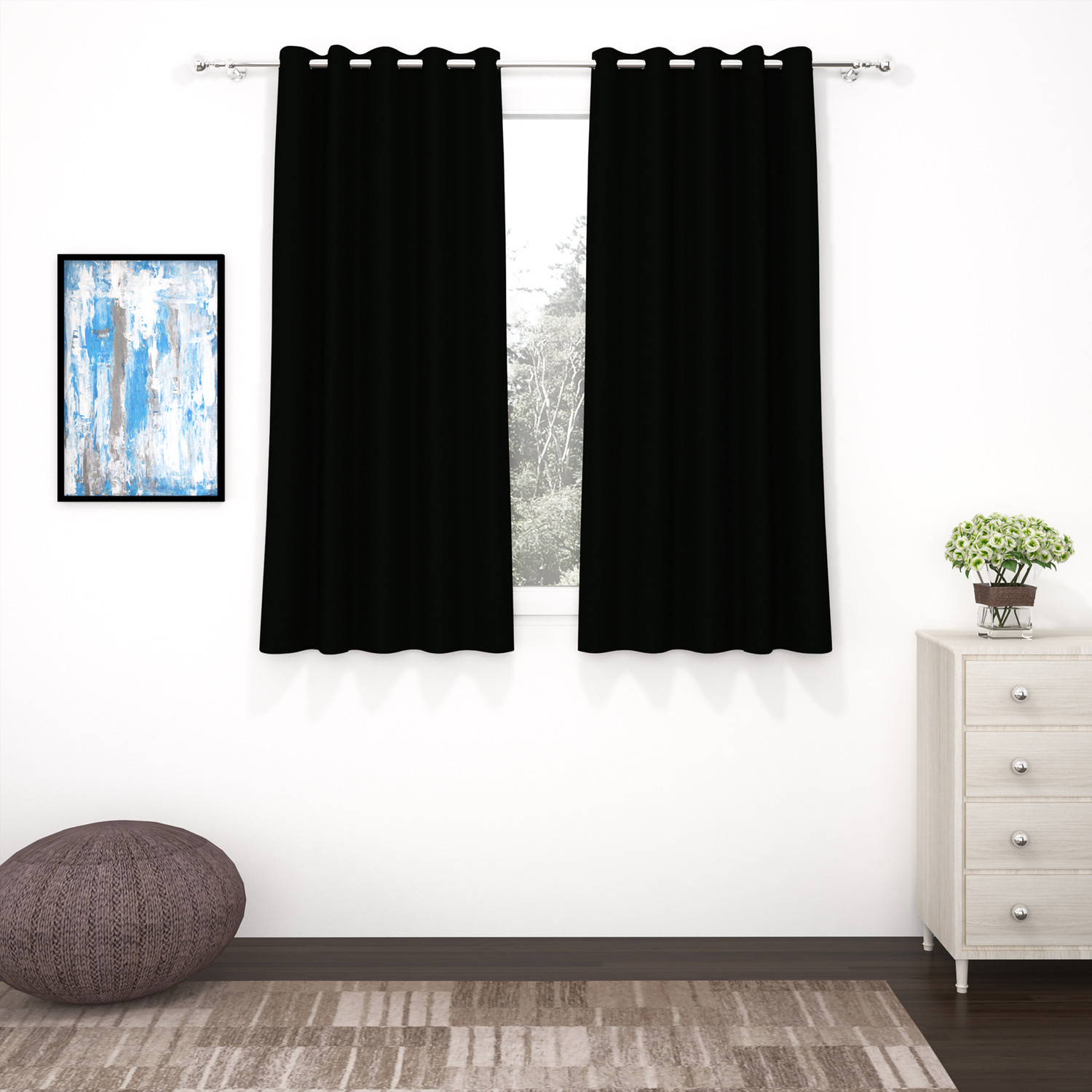 Image of Story@home 152 cm (5 ft) Window Polyester, Silk Blackout Curtain (Pack Of 2)