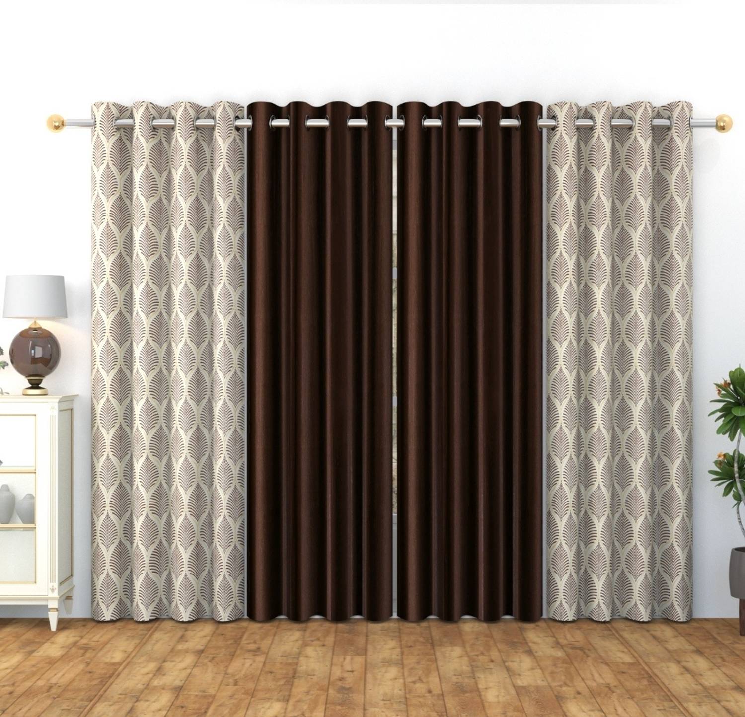 AASHI TRADERS 214 cm (7 ft) Door Polyester Semi Transparent Curtain (Pack Of 4)