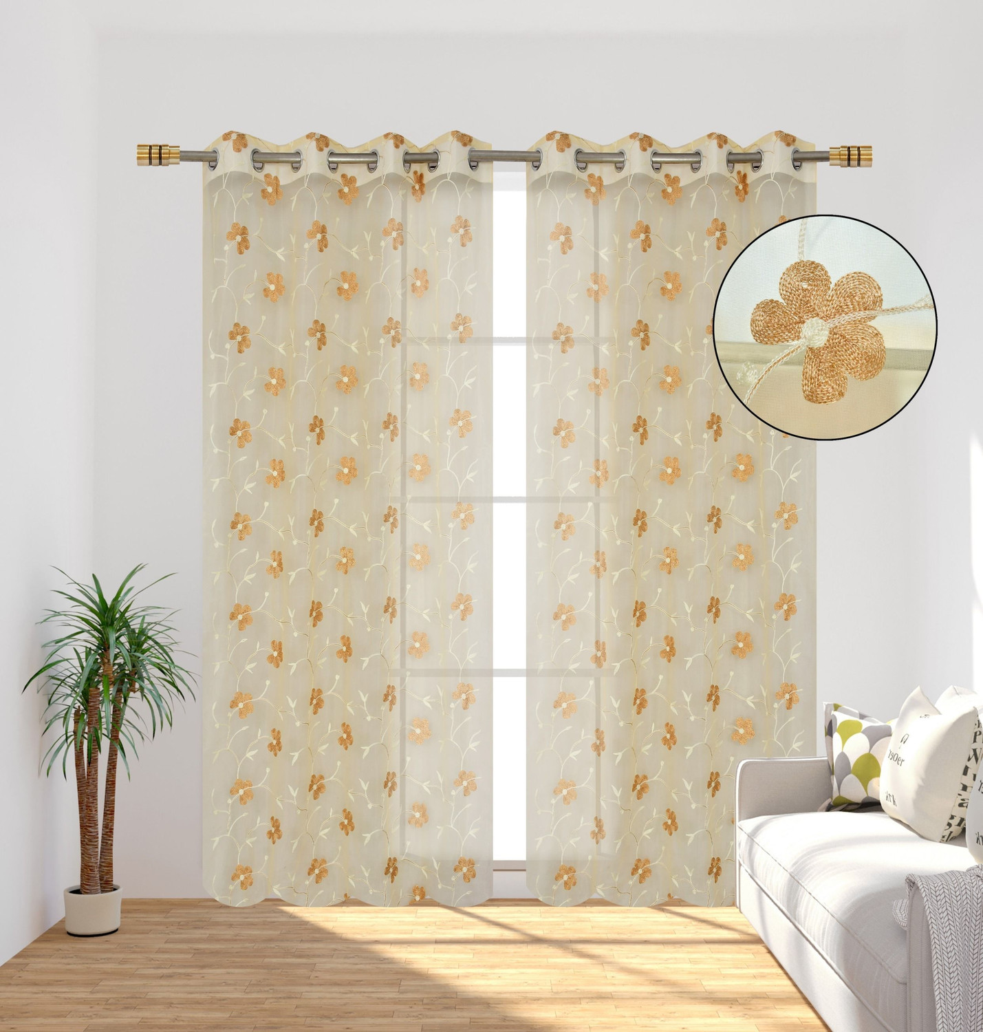 Image of Homefab India 152.4 cm (5 ft) Window Polyester Transparent Curtain (Pack Of 2)