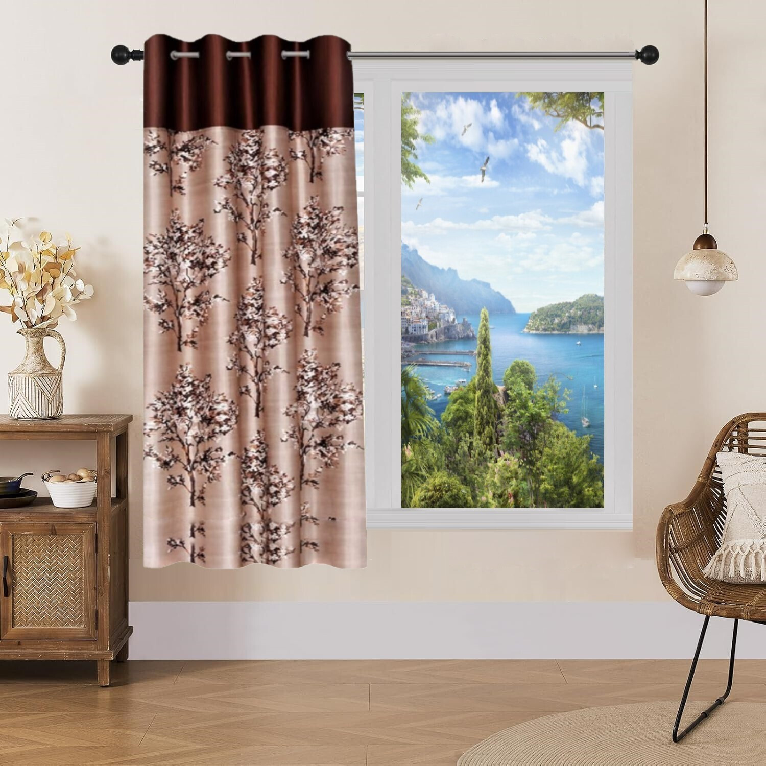Image of DARSHANAM WORLD 152 cm (5 ft) Window Polyester Semi Transparent Curtain Single Curtain