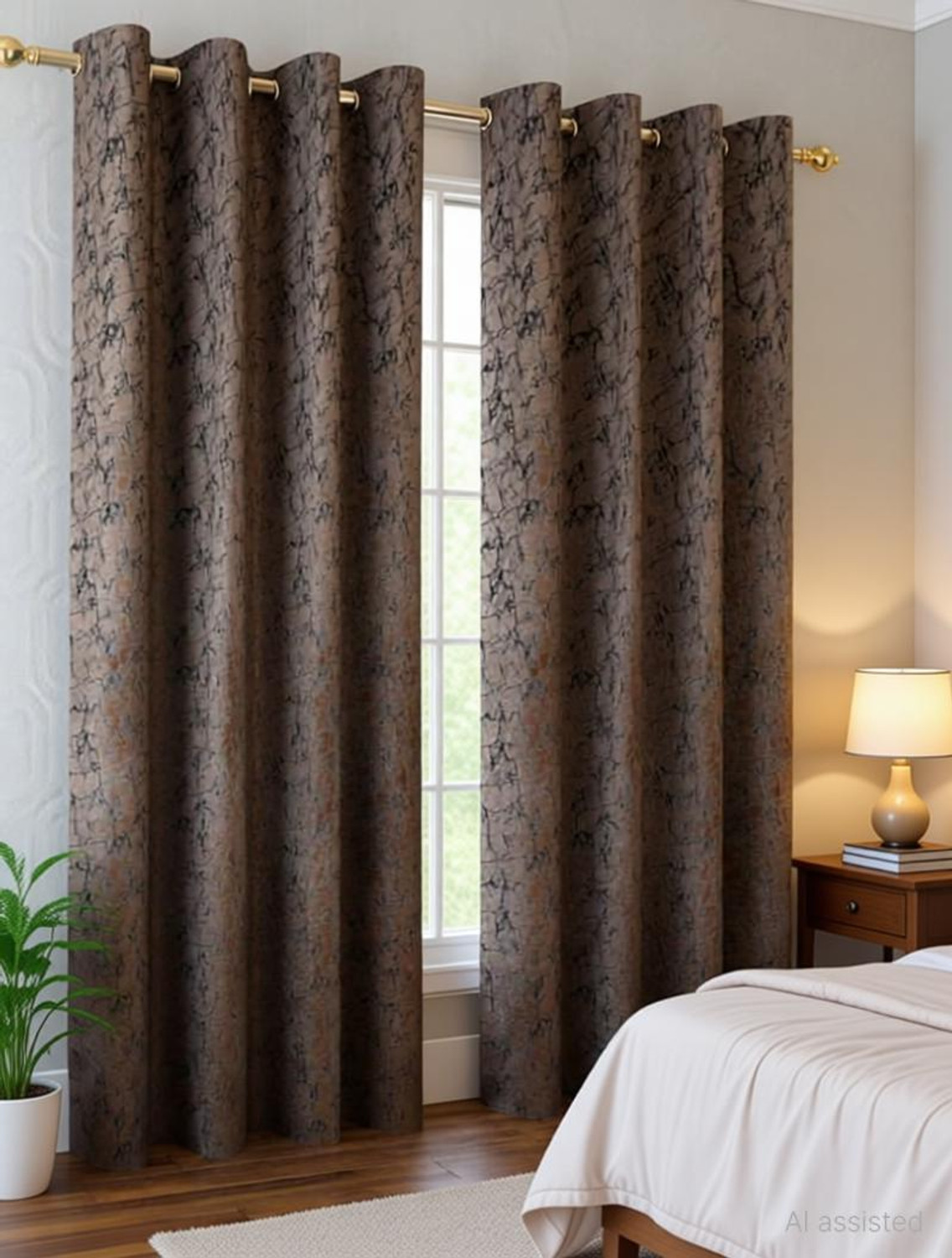 Kraftiq Homes 304 cm (10 ft) Long Door Velvet Room Darkening Curtain (Pack Of 2)
