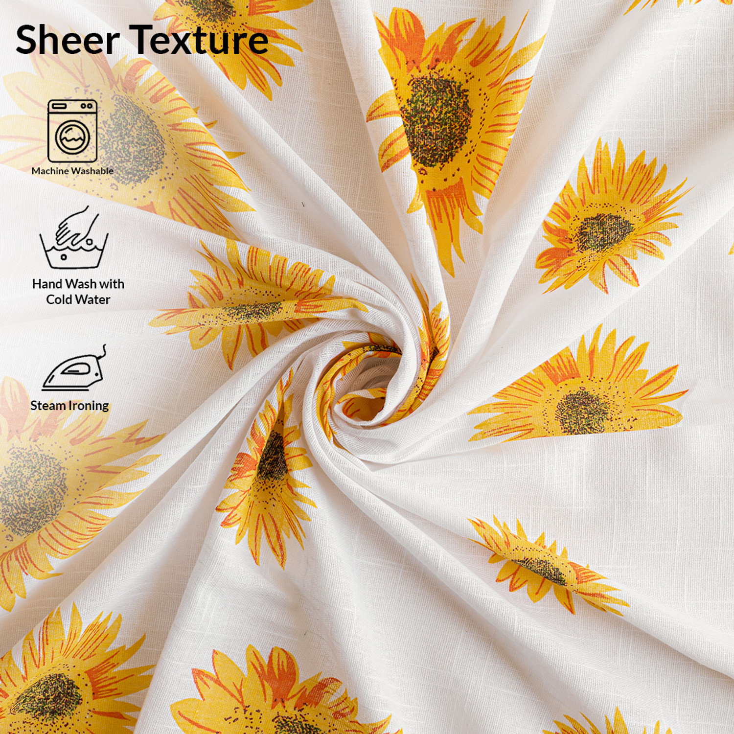 Image of HOMEMONDE 304.8 cm (10 ft) Long Door Cotton Transparent Curtain (Pack Of 2)