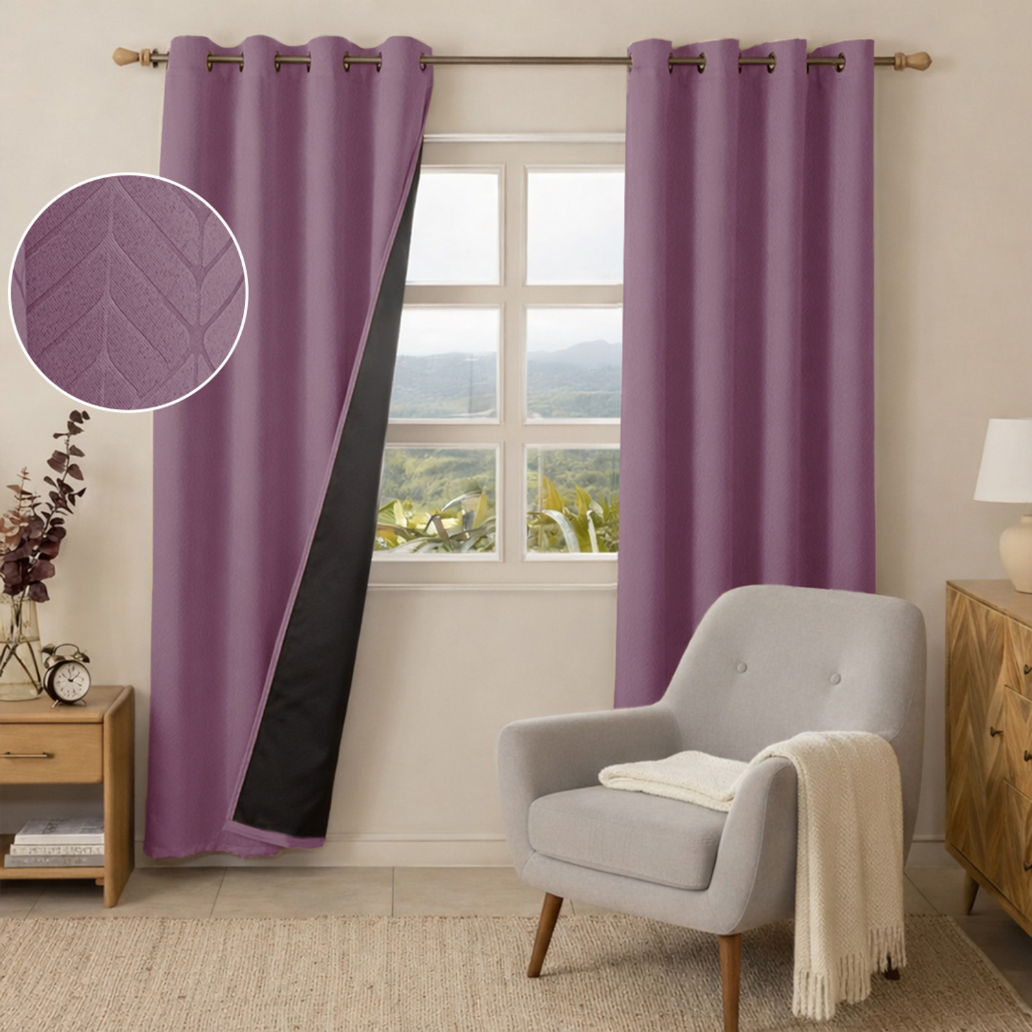 Image of HOMEMONDE 274.32 cm (9 ft) Long Door Polyester Blackout Curtain (Pack Of 2)