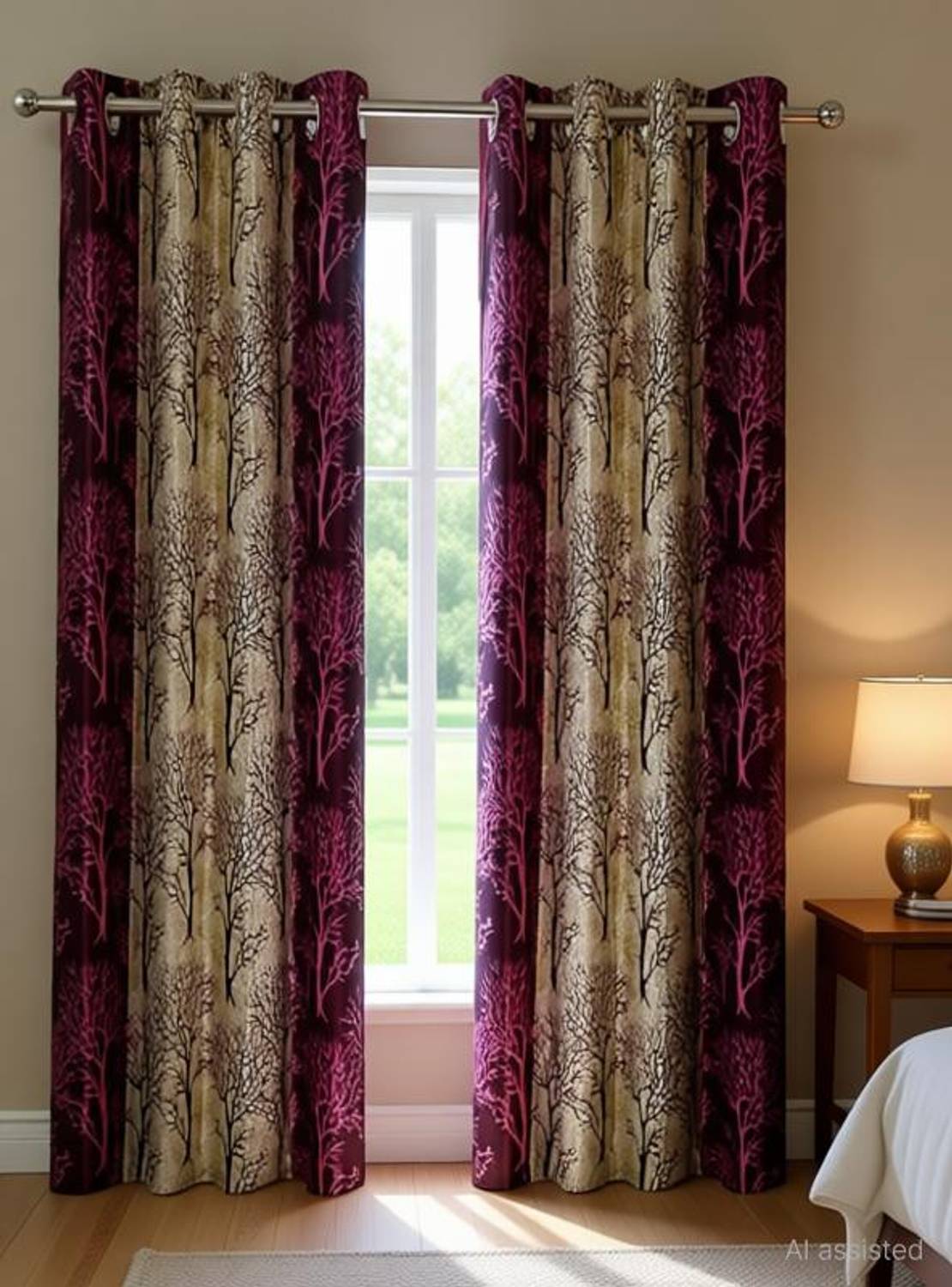 Adimanav 213.36 cm (7 ft) Door Polyester Semi Transparent Curtain (Pack Of 2)