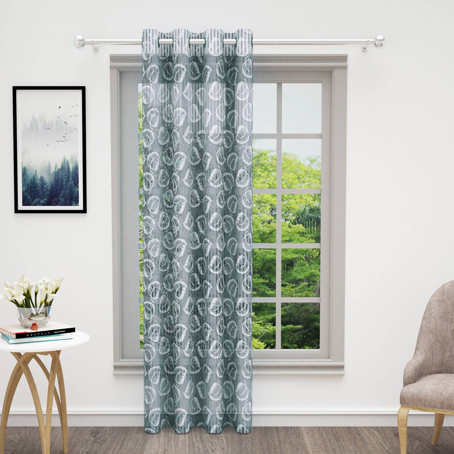 Bedspun 215 cm (7 ft) Door Polyester Semi Transparent Curtain Single Curtain