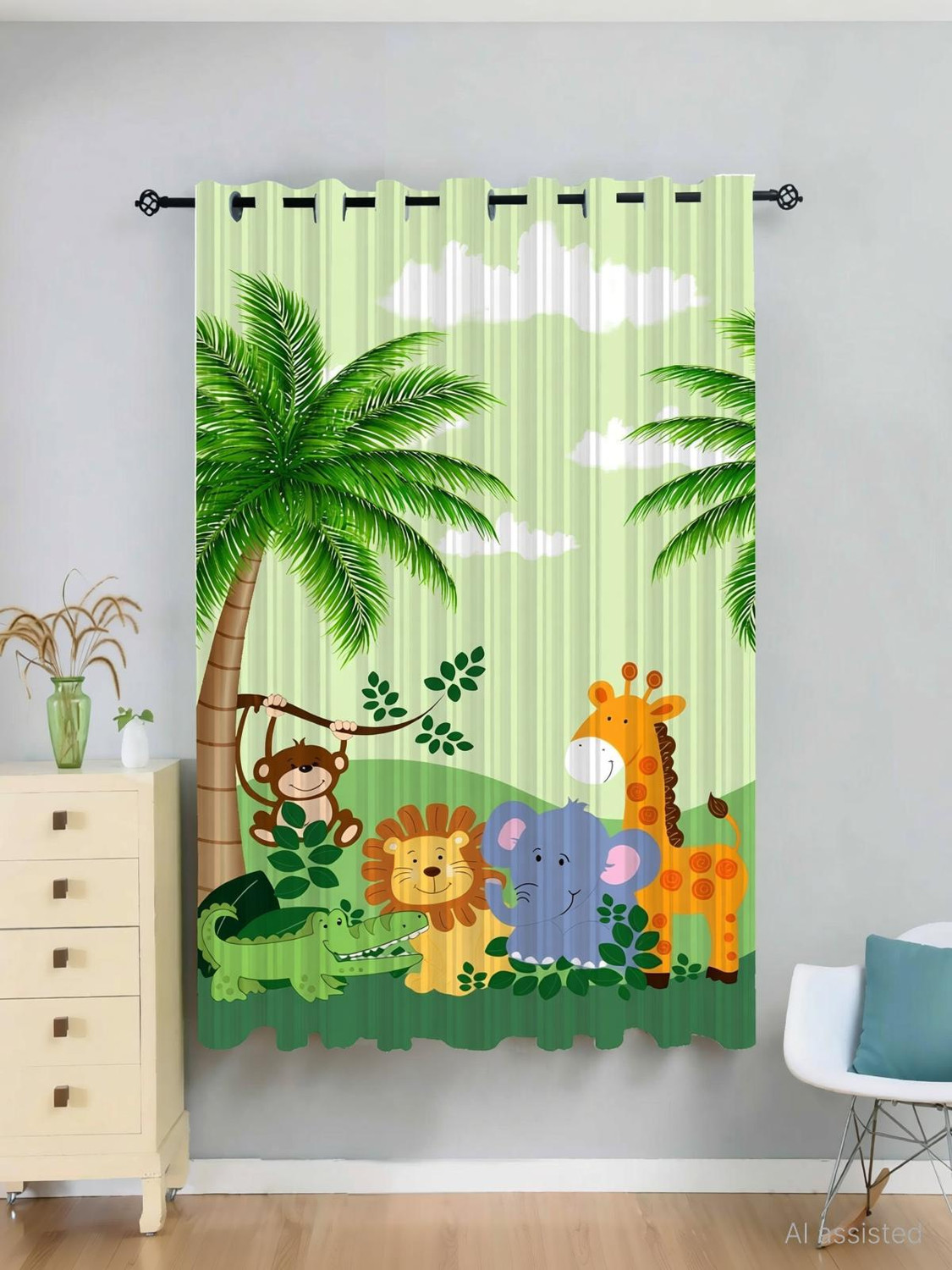 Image of Newturn 155 cm (5 ft) Window Polyester Room Darkening Curtain Single Curtain