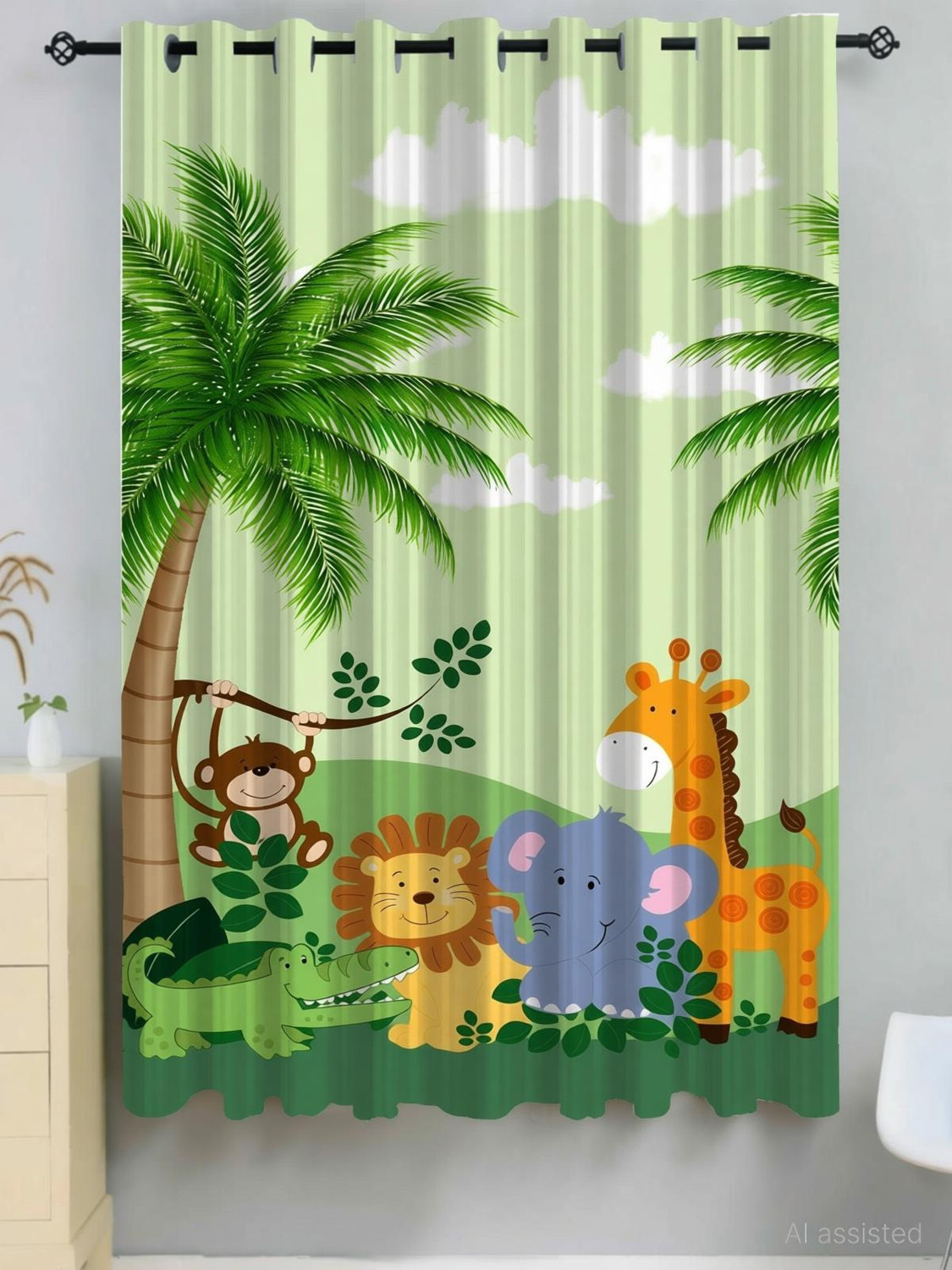 Image of Newturn 155 cm (5 ft) Window Polyester Room Darkening Curtain Single Curtain
