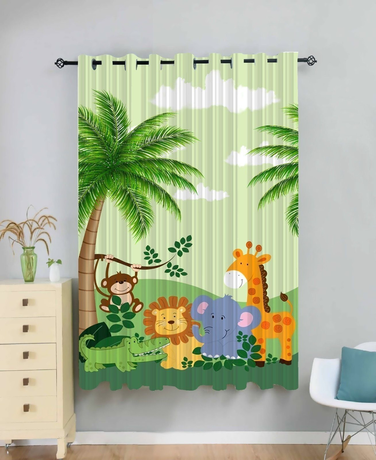 Image of Newturn 155 cm (5 ft) Window Polyester Room Darkening Curtain Single Curtain