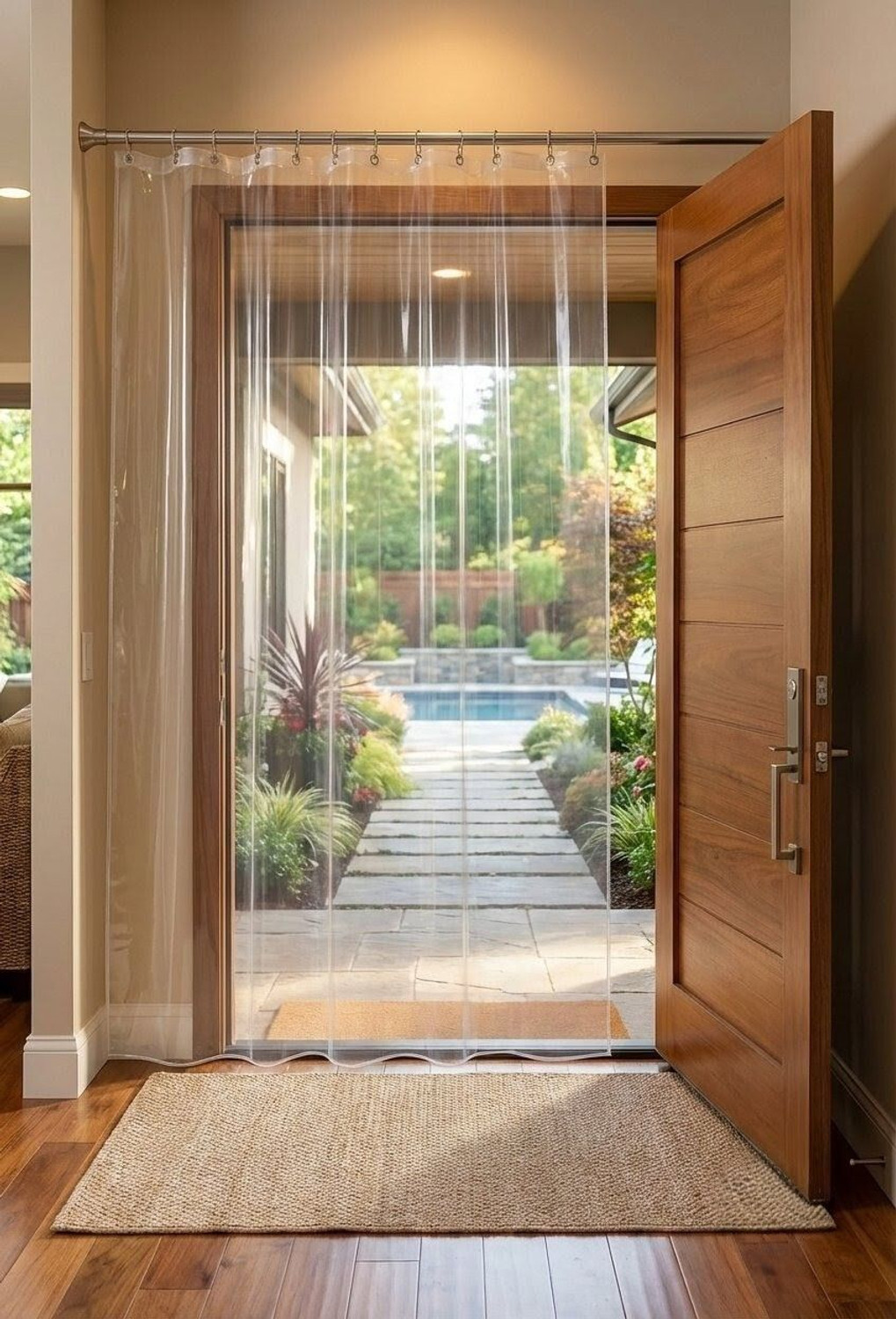 Image of Zyraan Decor 244 cm (8 ft) Door PVC Transparent Curtain Single Curtain