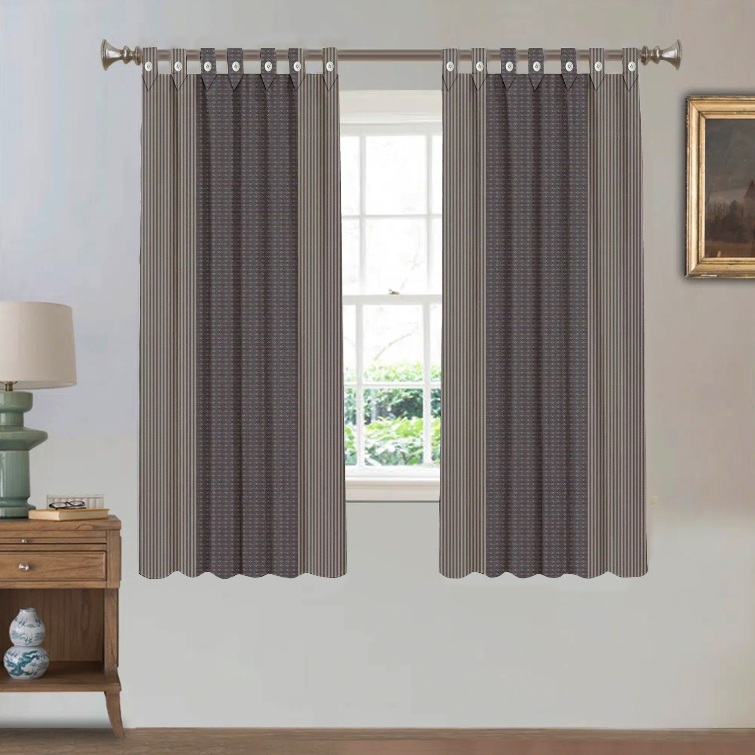 Image of Tidy 152.4 cm (5 ft) Window Cotton Room Darkening Curtain (Pack Of 2)