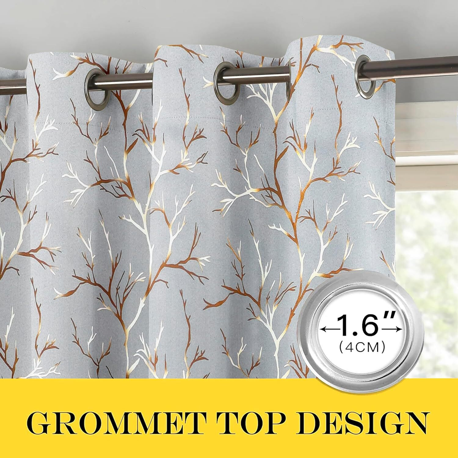 Image of KFHDECOR 153 cm (5 ft) Window Polyester Blackout Curtain Single Curtain