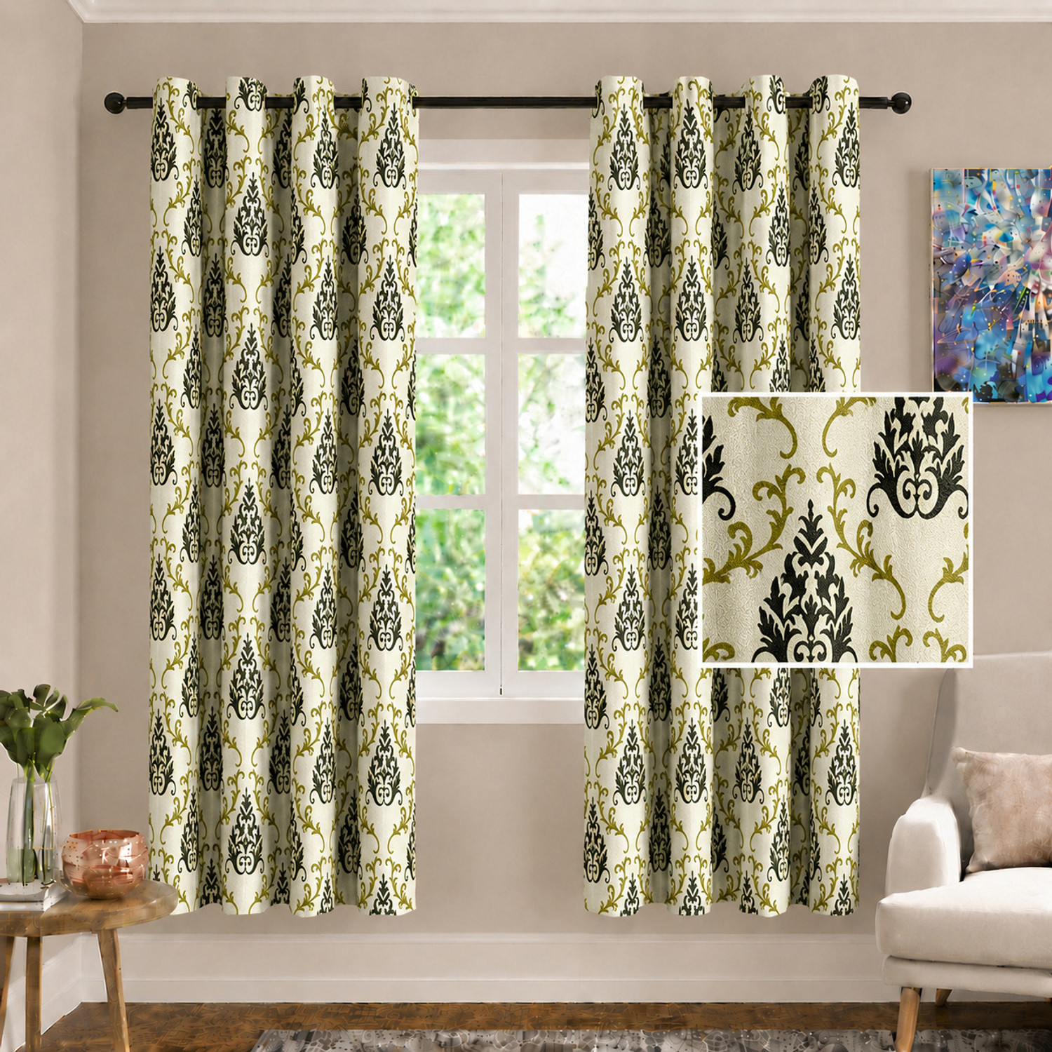 Image of Cortina 150 cm (5 ft) Window Polyester Semi Transparent Curtain (Pack Of 2)