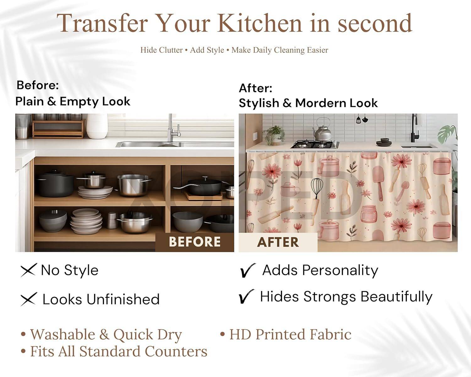 Gruhimifab 150cm Blackout Kitchen Curtain (Pack of 2) - Image 4
