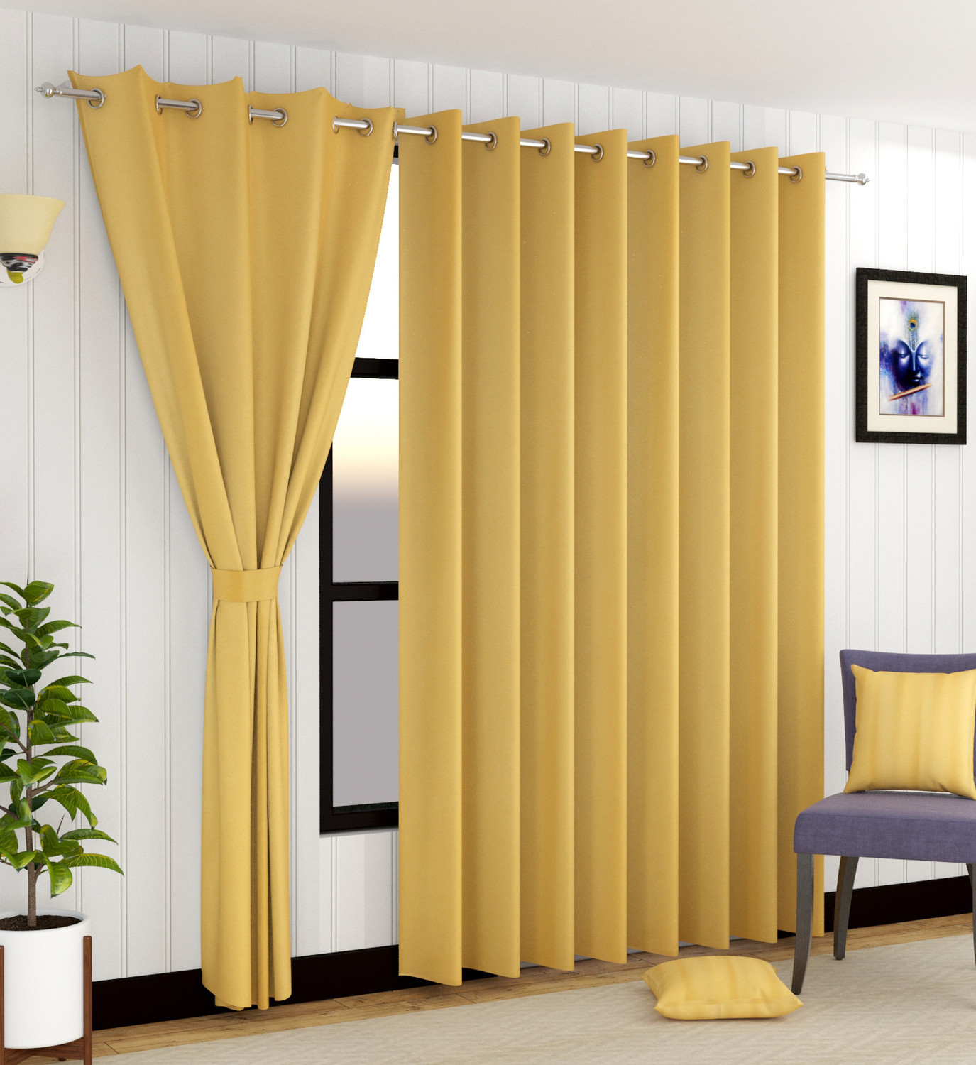 Image of Homefab India 182 cm (6 ft) Window Polyester Blackout Curtain (Pack Of 2)