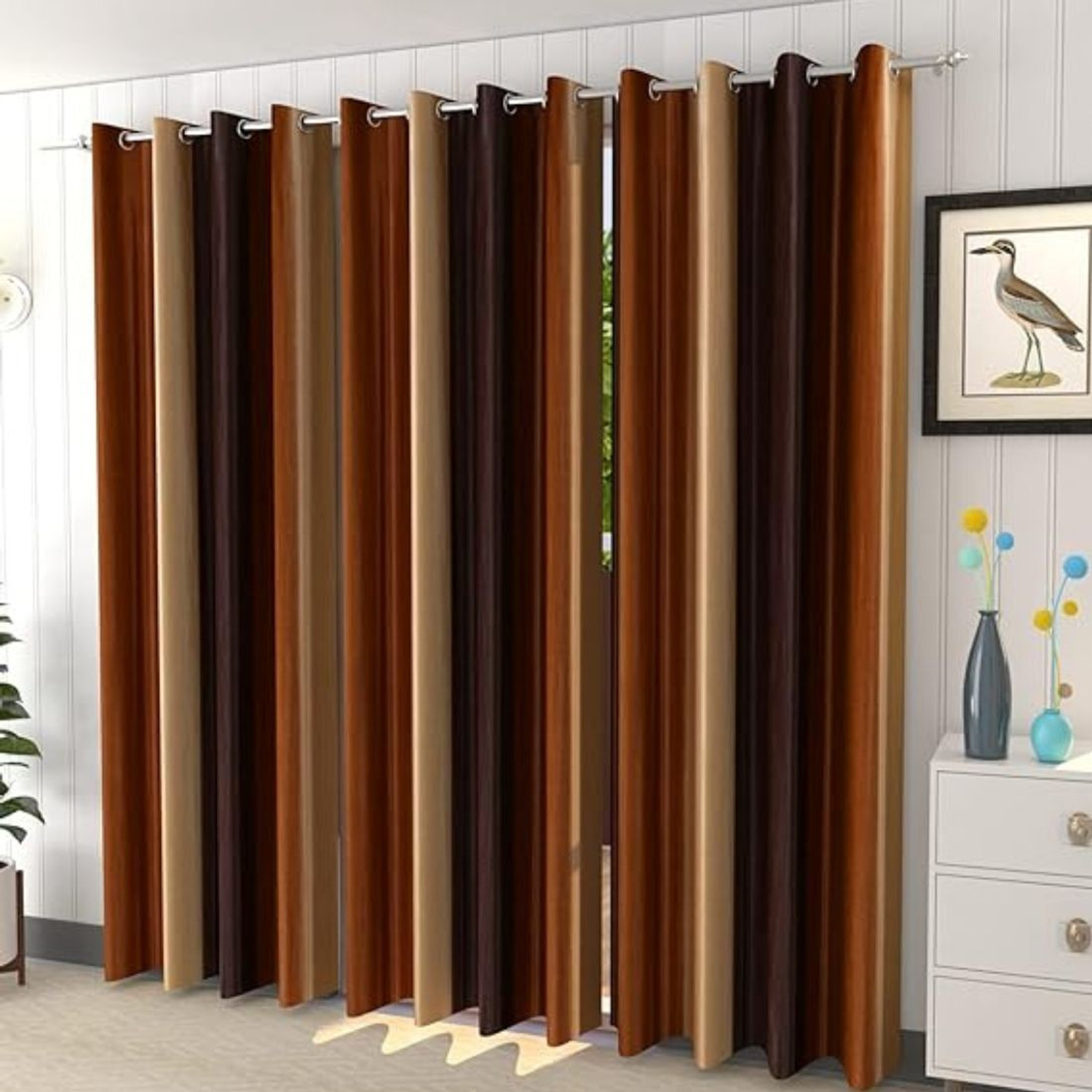 Image of shopgallery 214 cm (7 ft) Door Polyester Room Darkening Curtain (Pack Of 3)