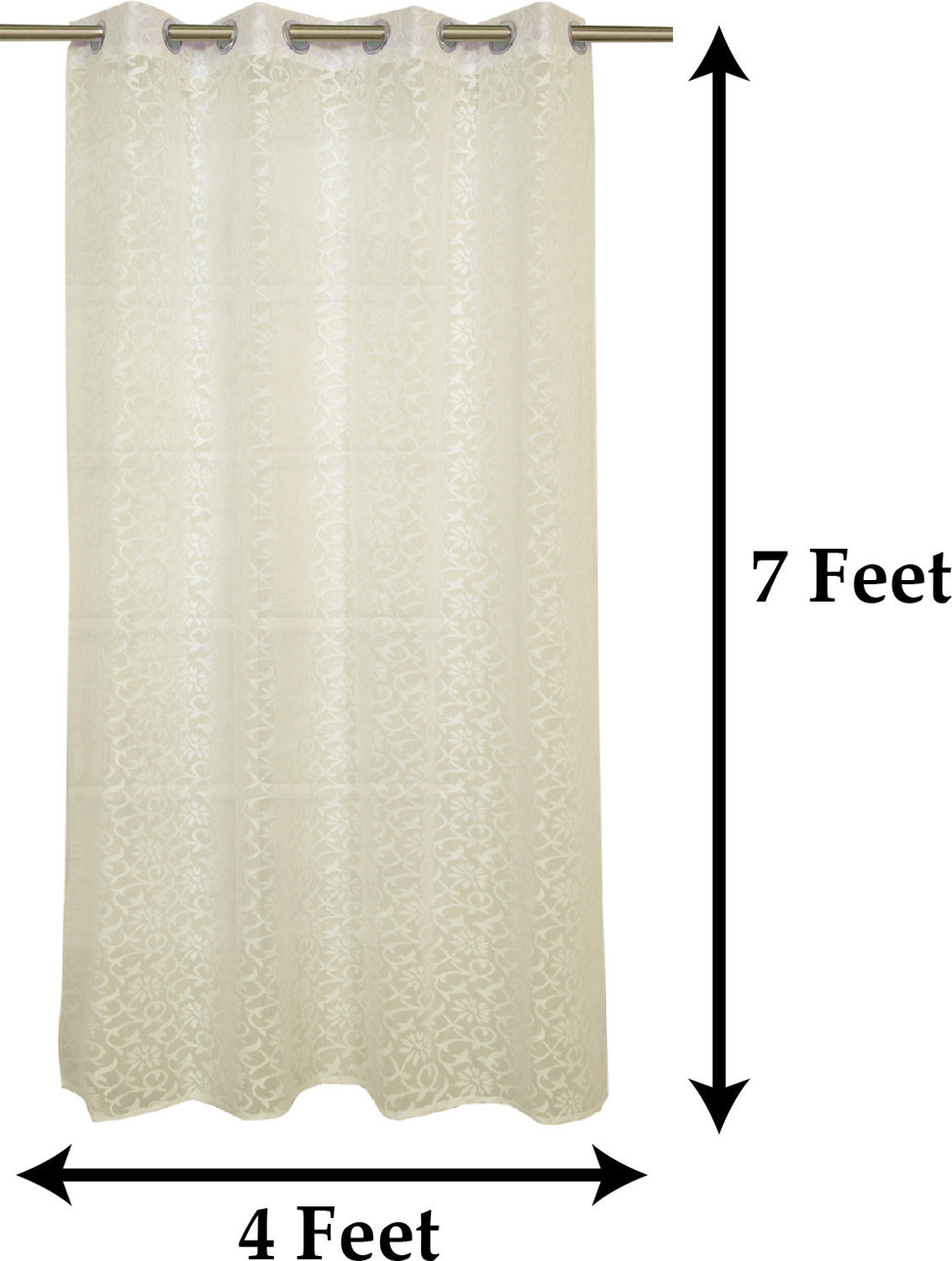 Image of KUBER INDUSTRIES 213 cm (7 ft) Door Cotton Semi Transparent Curtain (Pack Of 2)