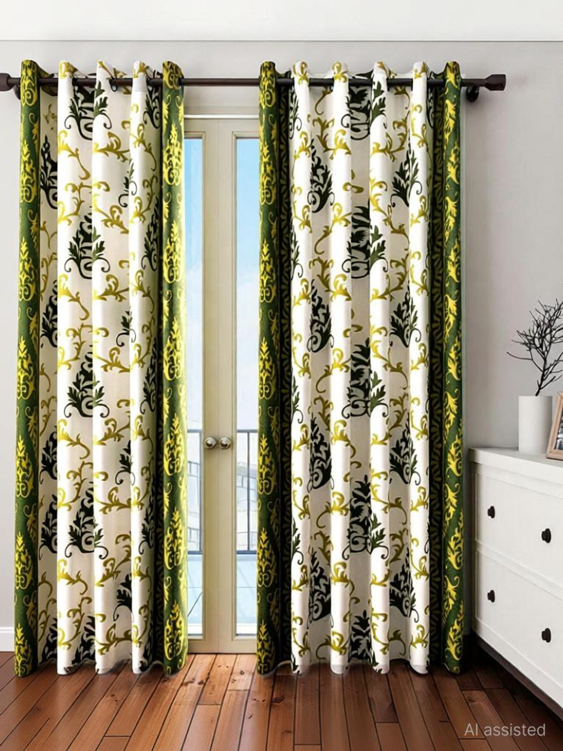 Image of Cortina 210 cm (7 ft) Door Polyester Semi Transparent Curtain (Pack Of 2)