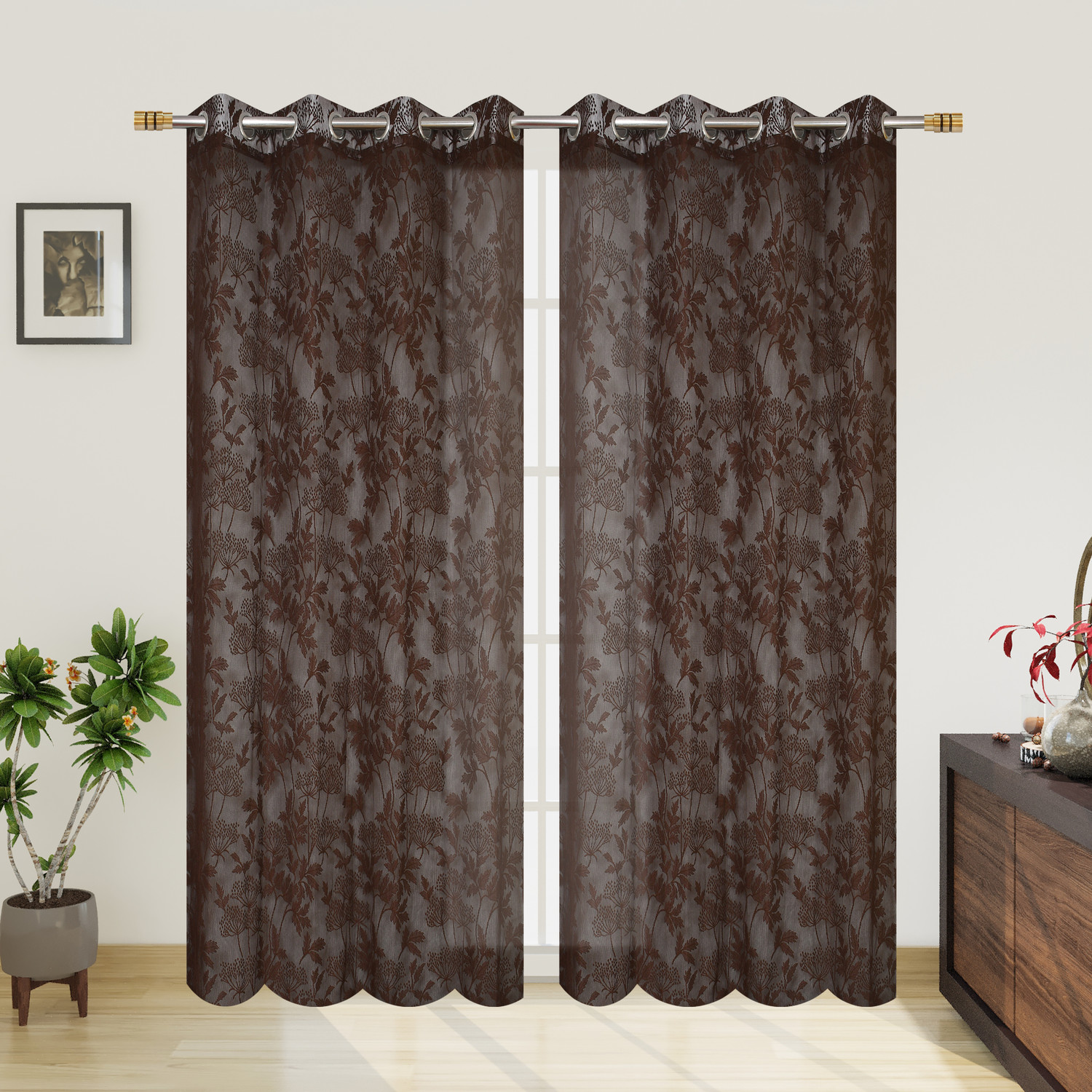 Image of Arick Home 153 cm (5 ft) Window Net Semi Transparent Curtain (Pack Of 2)
