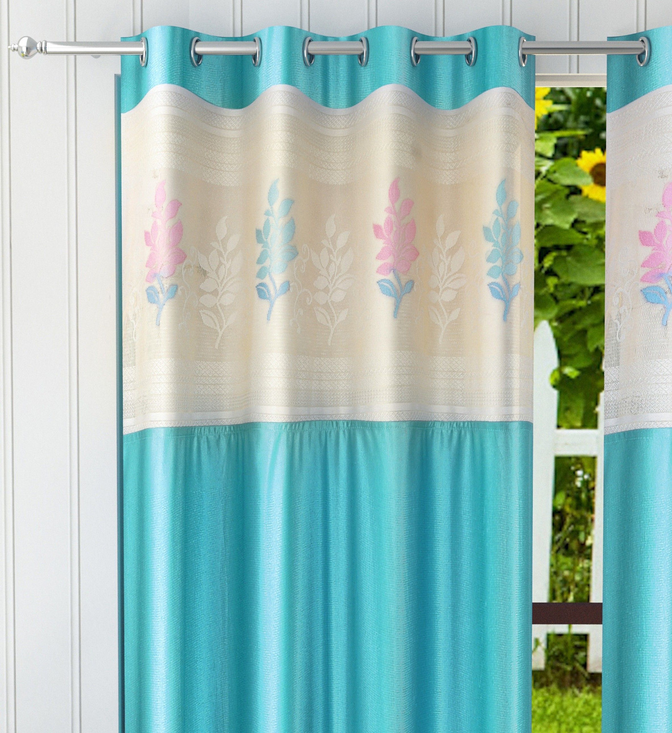 Image of Homefab India 244 cm (8 ft) Long Door Polyester Semi Transparent Curtain (Pack Of 2)