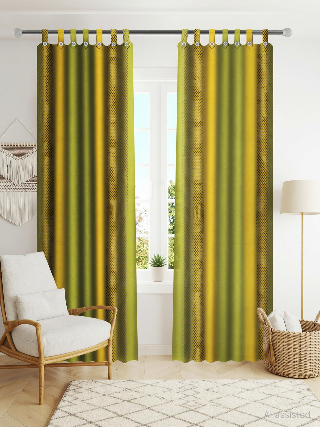 Image of Lakshmi 213 cm (7 ft) Door Cotton Semi Transparent Curtain (Pack Of 2)