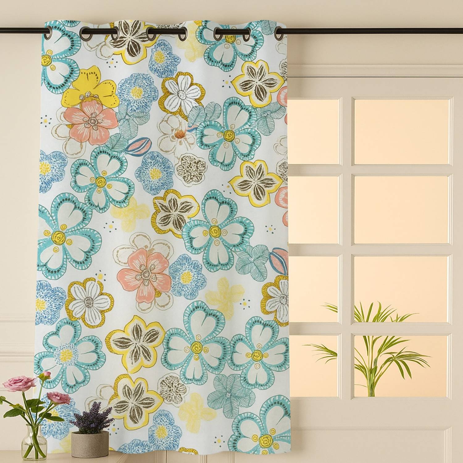 AKLTEXTILES 152 cm (5 ft) Window Cotton Room Darkening Curtain Single Curtain