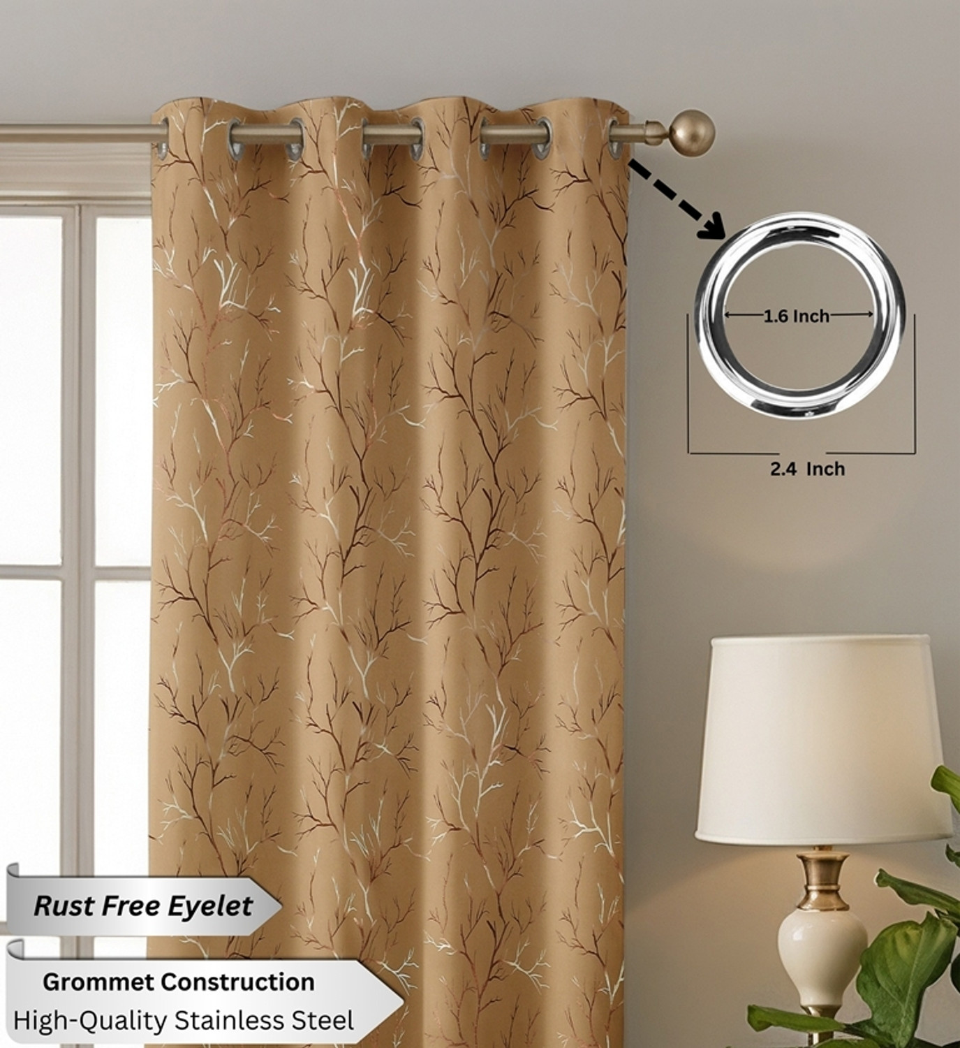 Image of VELOURA 152.4 cm (5 ft) Window Polyester Blackout Curtain (Pack Of 2)