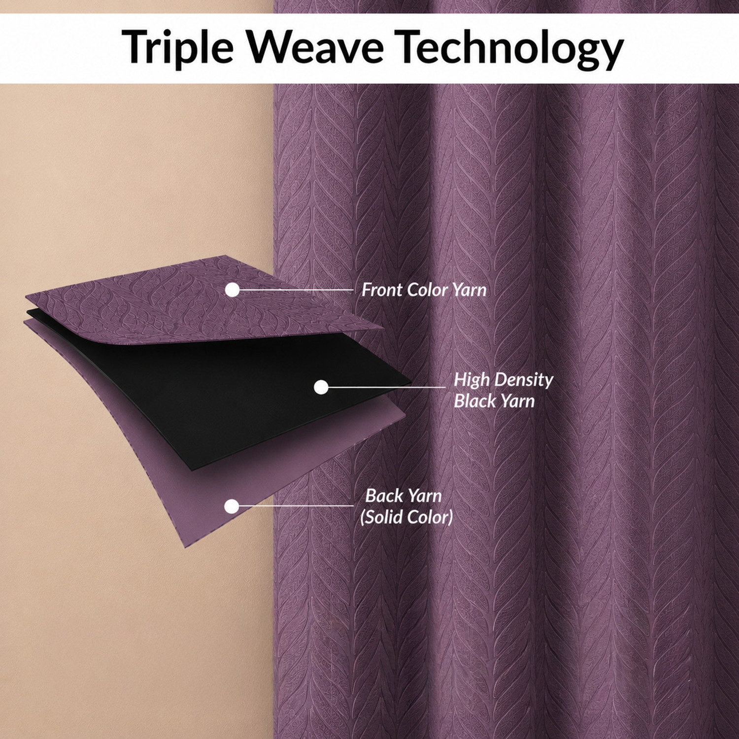 Image of LINENWALAS 152.4 cm (5 ft) Window Polyester Blackout Curtain (Pack Of 2)