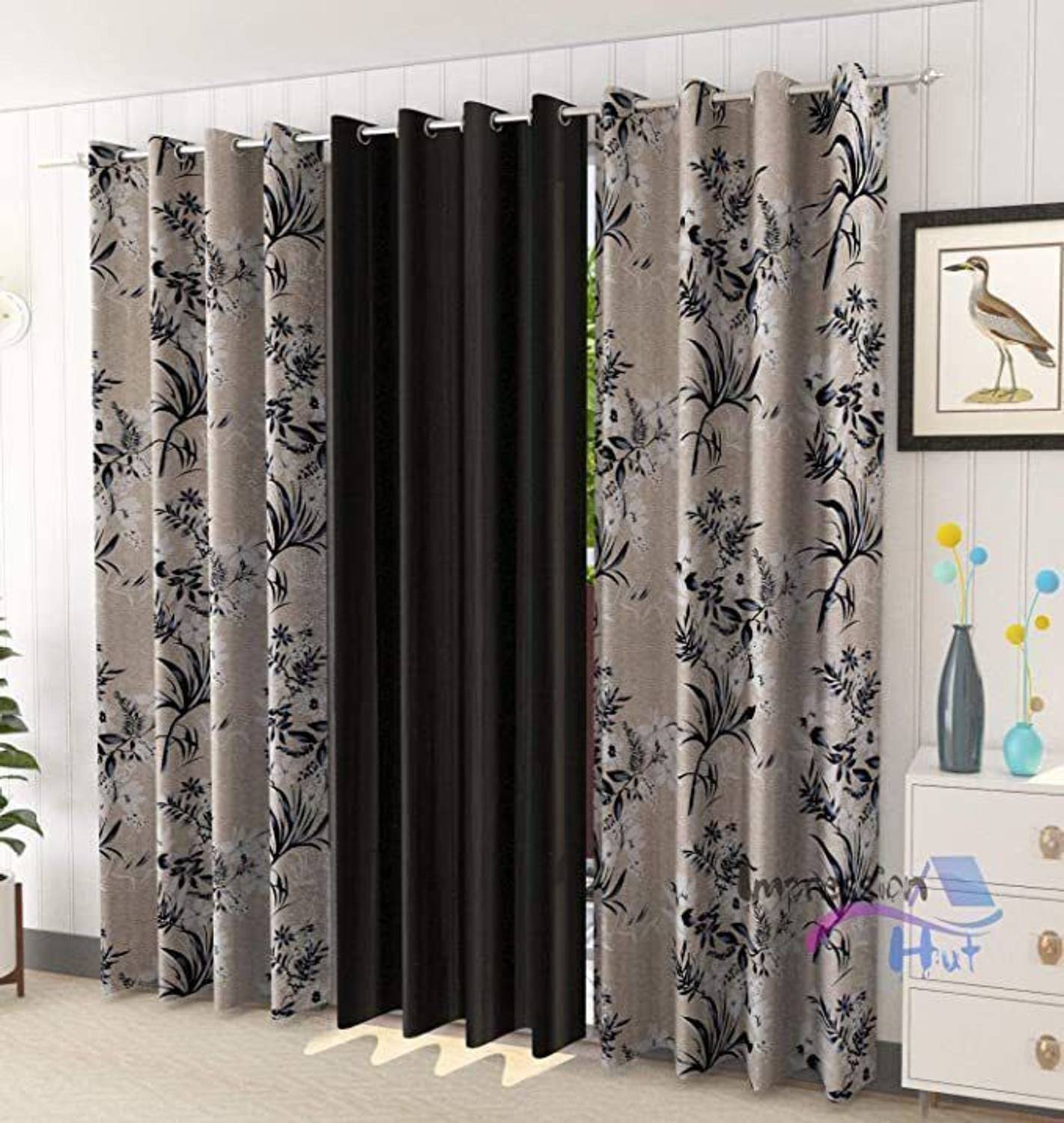 Banchmark Home Furnishings 304 cm (10 ft) Long Door Polyester Blackout Curtain (Pack Of 3)