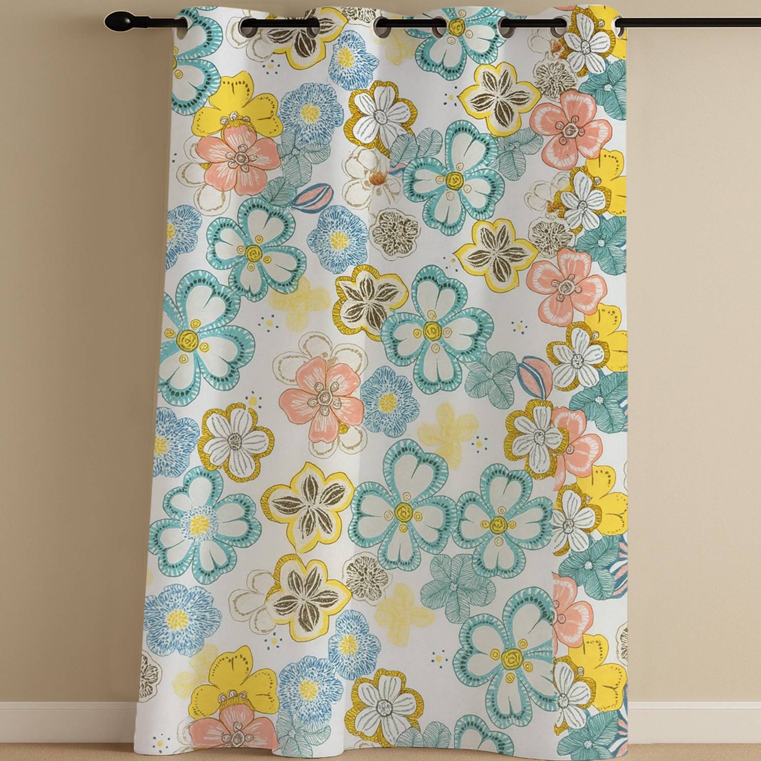 AKLTEXTILES 274 cm (9 ft) Long Door Cotton Room Darkening Curtain Single Curtain