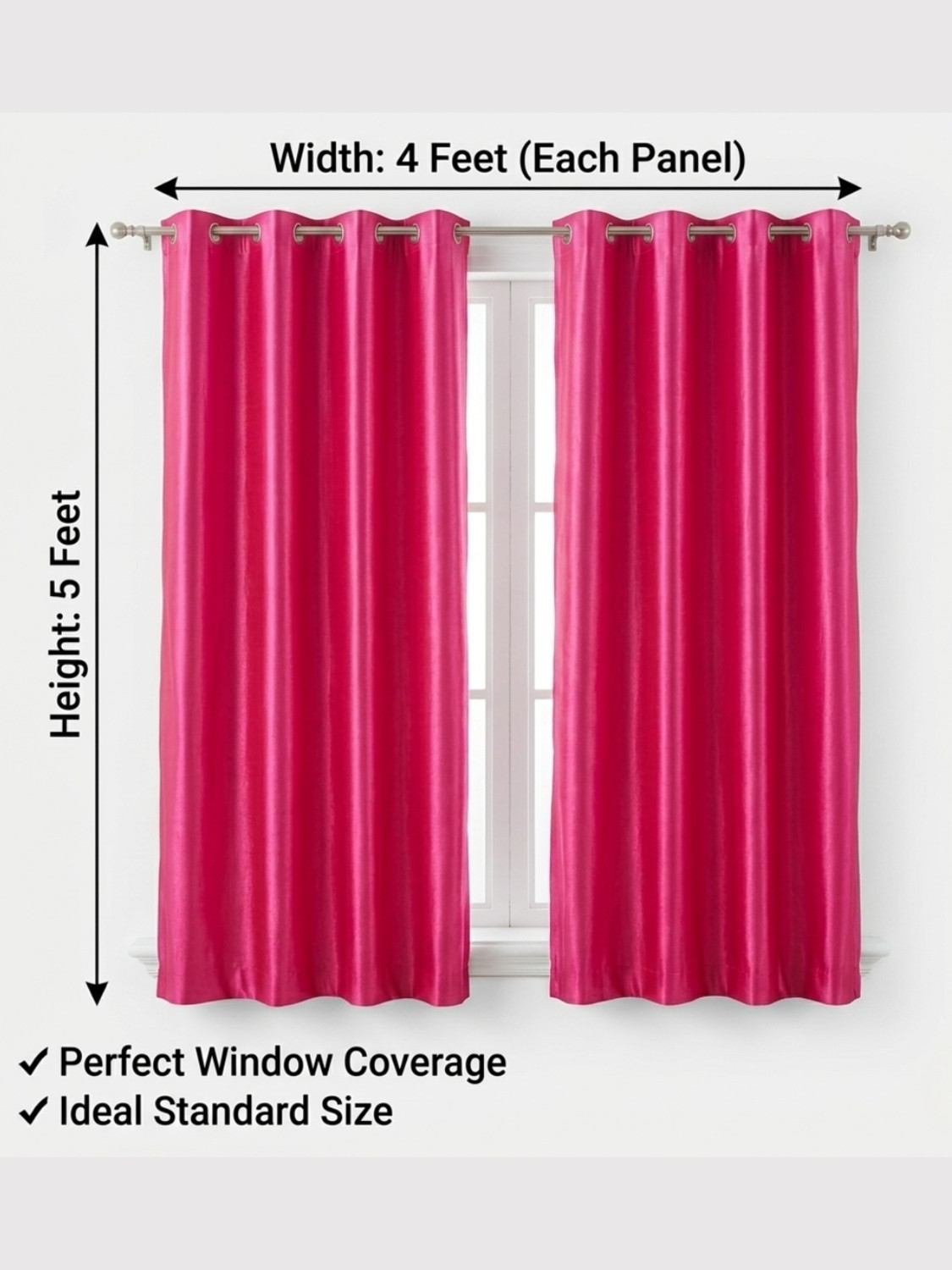 Image of Kanodia Poly Fab 152.4 cm (5 ft) Window Polyester Semi Transparent Curtain (Pack Of 2)
