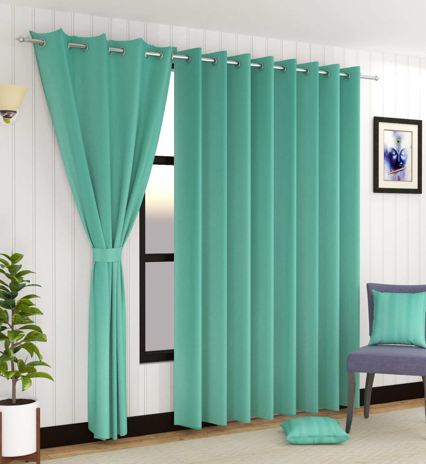 Image of Homefab India 243 cm (8 ft) Long Door Polyester Blackout Curtain (Pack Of 2)