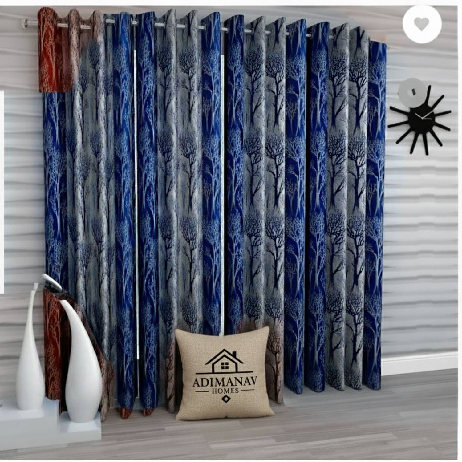 Adimanav 274.32 cm (9 ft) Long Door Polyester Semi Transparent Curtain (Pack Of 4)