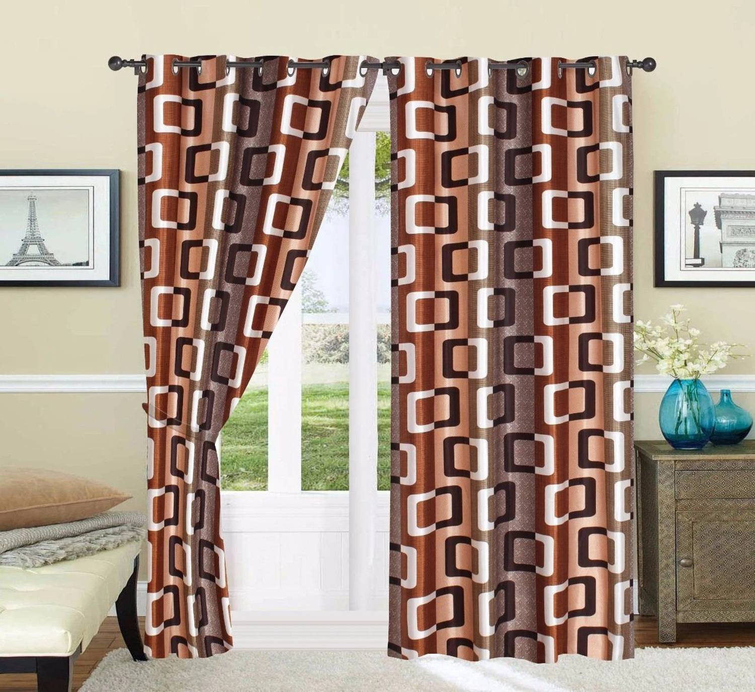 Adimanav 152.4 cm (5 ft) Window Polyester Semi Transparent Curtain (Pack Of 2)