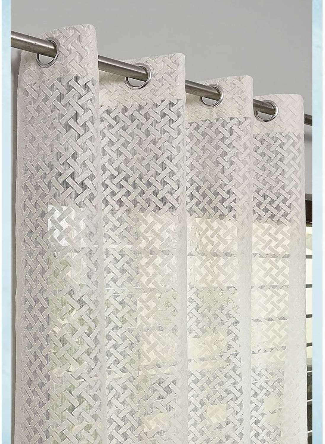 ABODRIC 213 cm (7 ft) Door Polyester Semi Transparent Curtain (Pack Of 2)