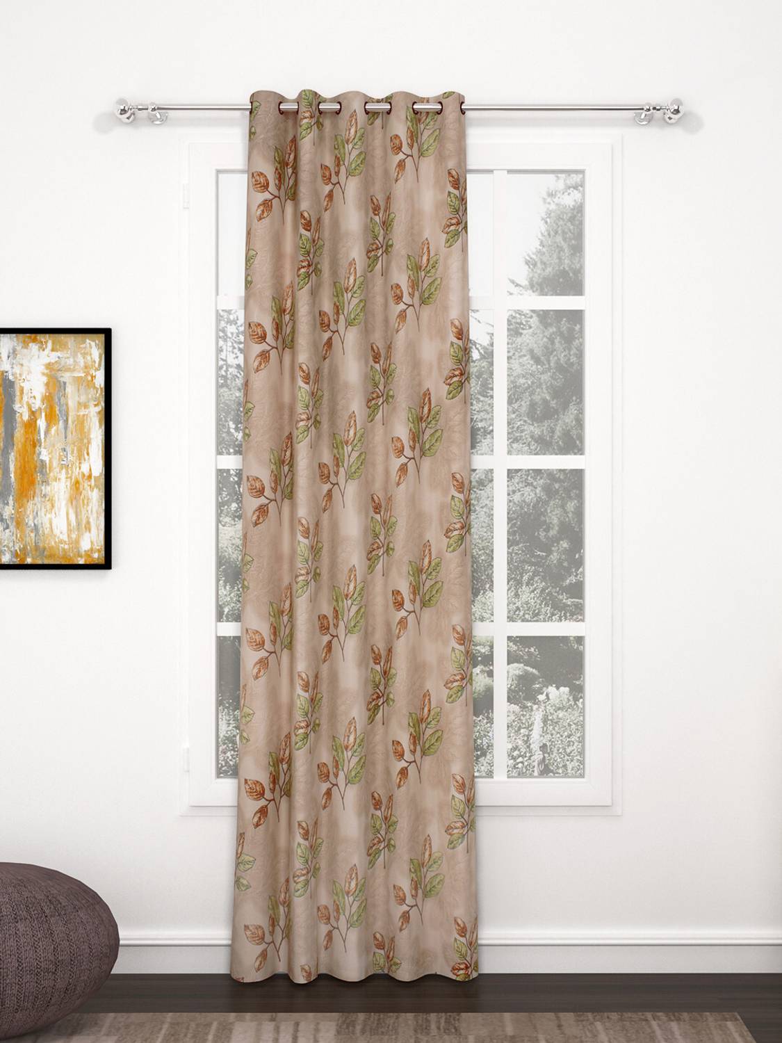 Bedspun 215 cm (7 ft) Door Polyester Semi Transparent Curtain Single Curtain