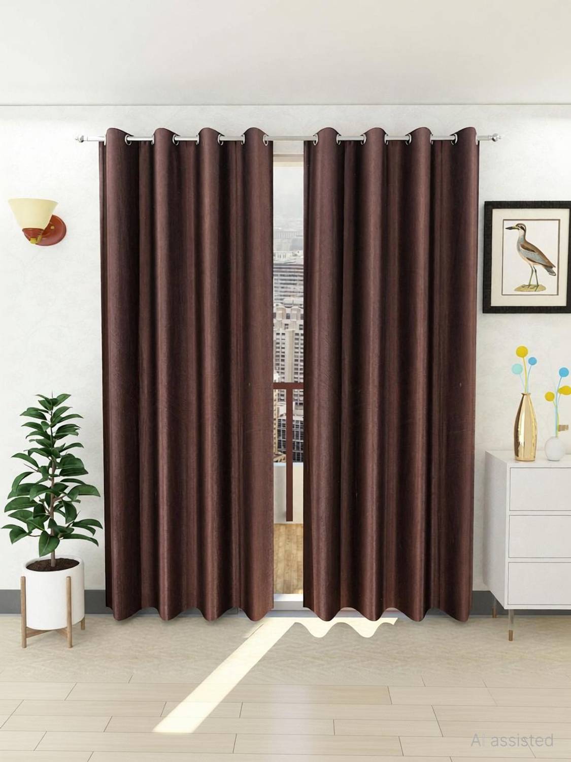 Flipkart SmartBuy 270 cm (9 ft) Long Door Polyester Curtain (Pack Of 2)