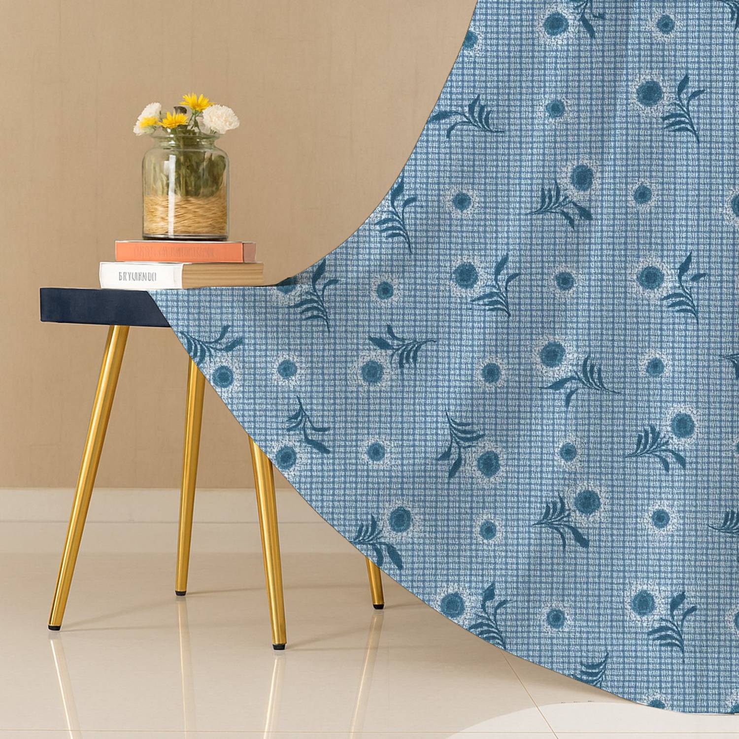 AKLTEXTILES 213 cm (7 ft) Door Cotton Room Darkening Curtain Single Curtain