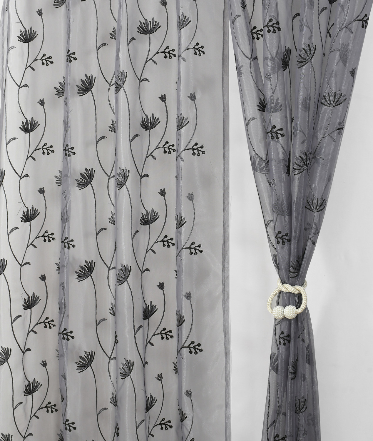 Image of Brand Roots 214 cm (7 ft) Door Net Transparent Curtain (Pack Of 2)