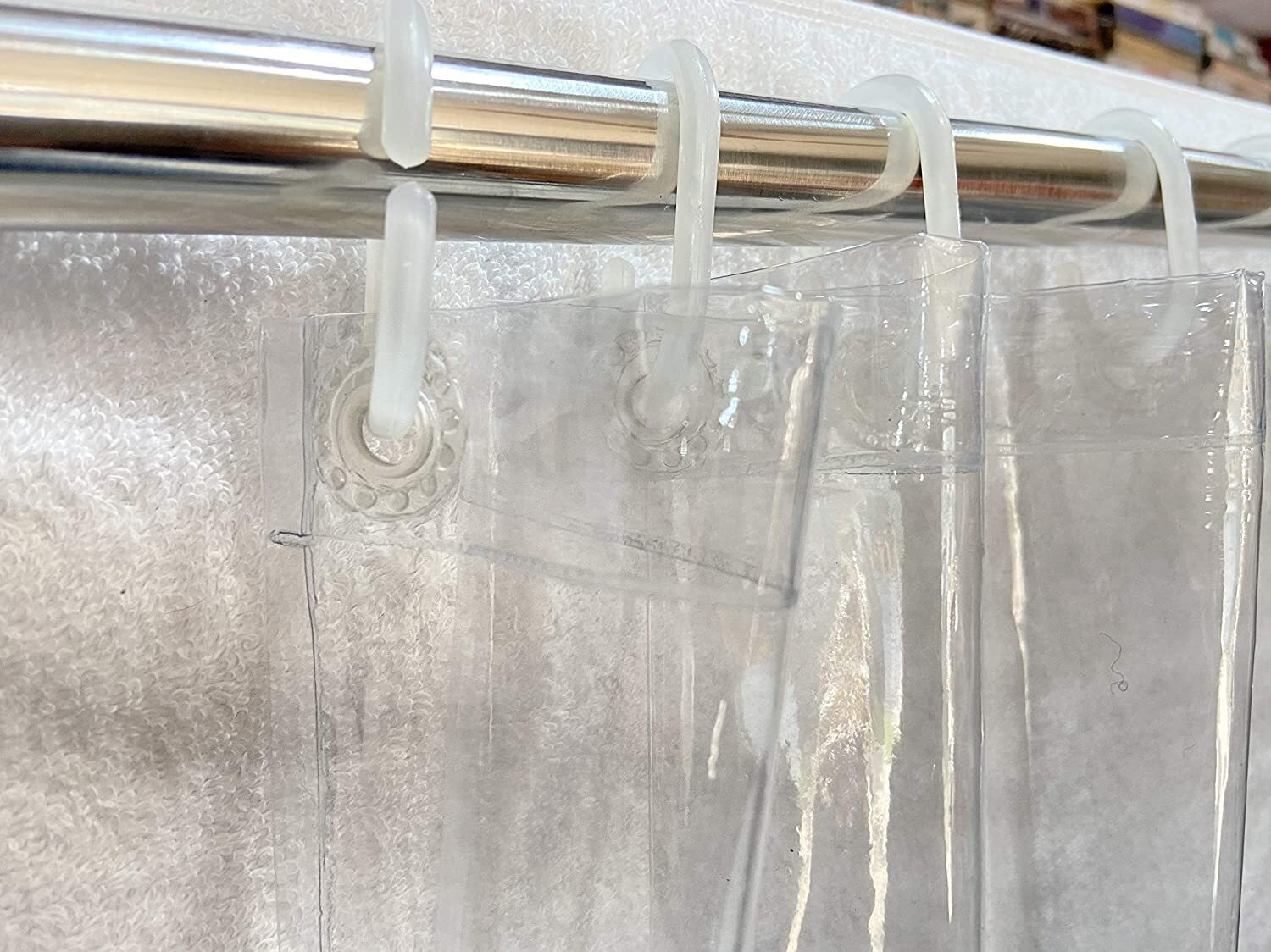 Image of SHAVIN 220 cm (7 ft) Shower PVC Transparent Curtain Single Curtain